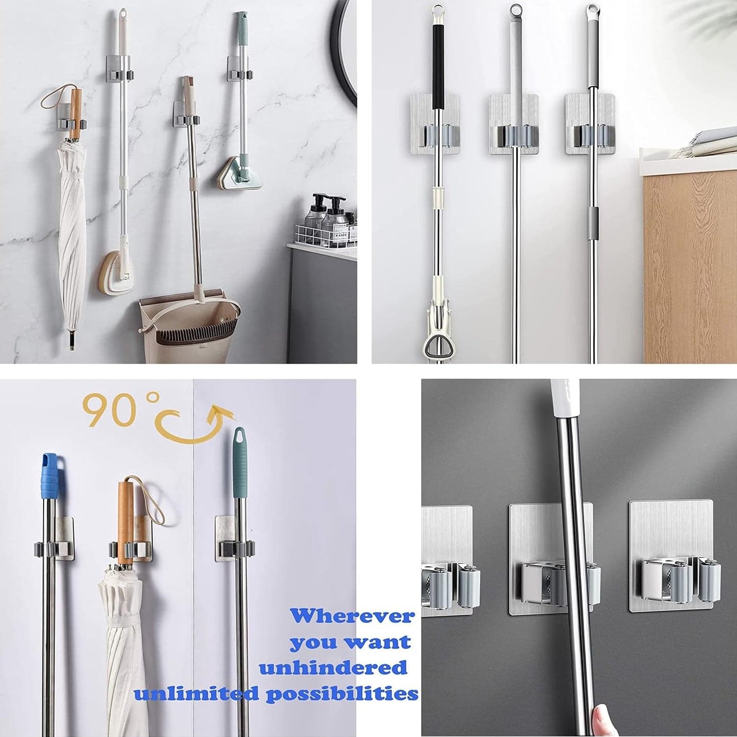 Stainless Steel Mop Broom Holder Organizer thumbnail 3