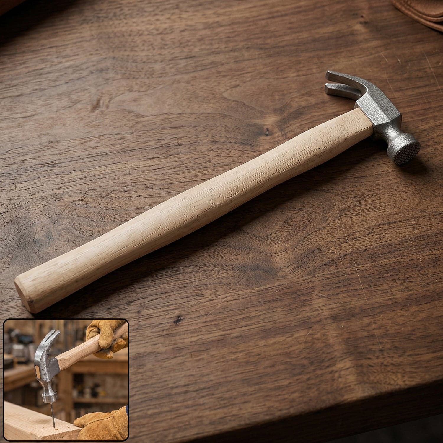 Wooden Handle Claw Hammer the Durable Steel Head for Carpentry