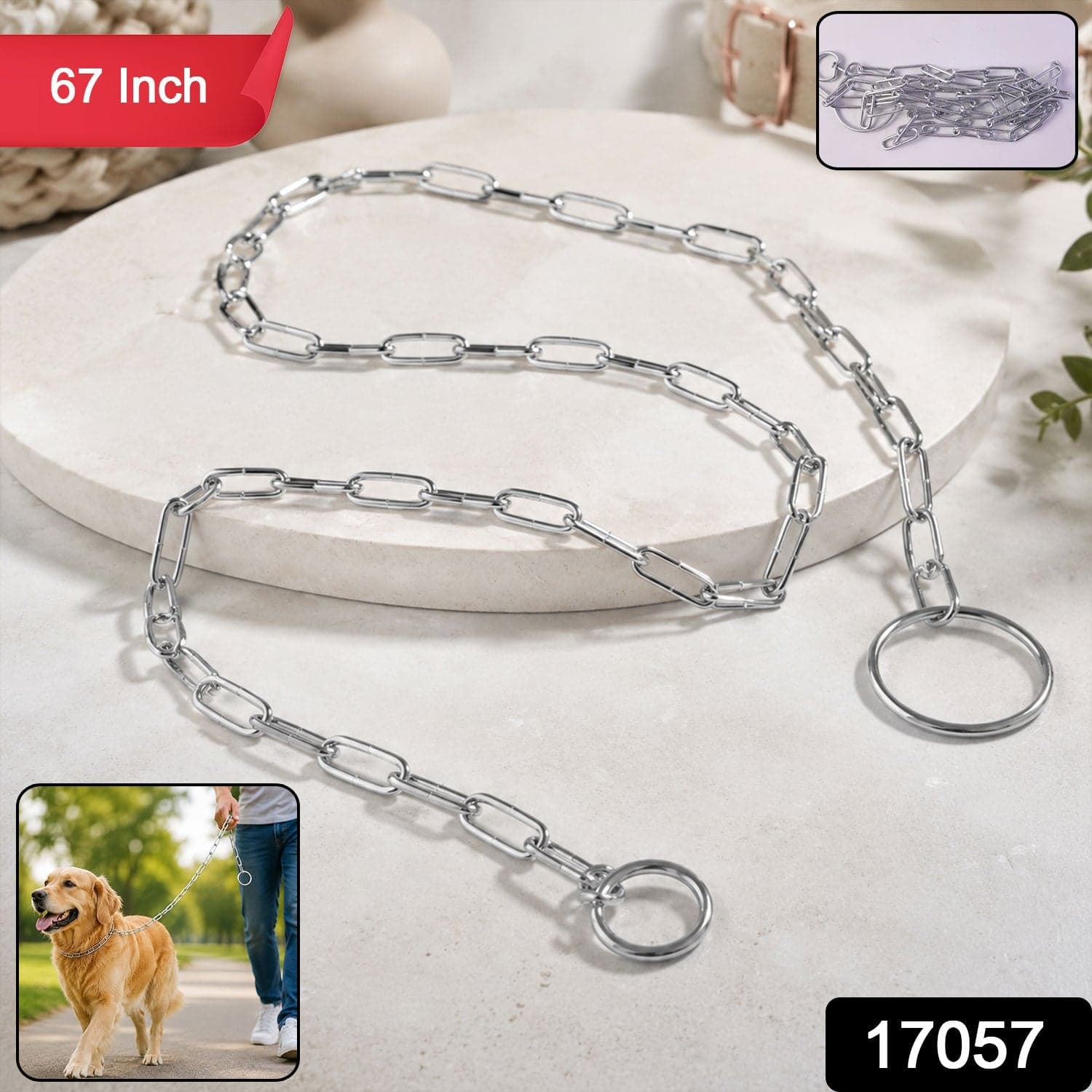 Heavy Duty Dog Chain Leash the Durable 67-inch Pet Tether for Control thumbnail 2
