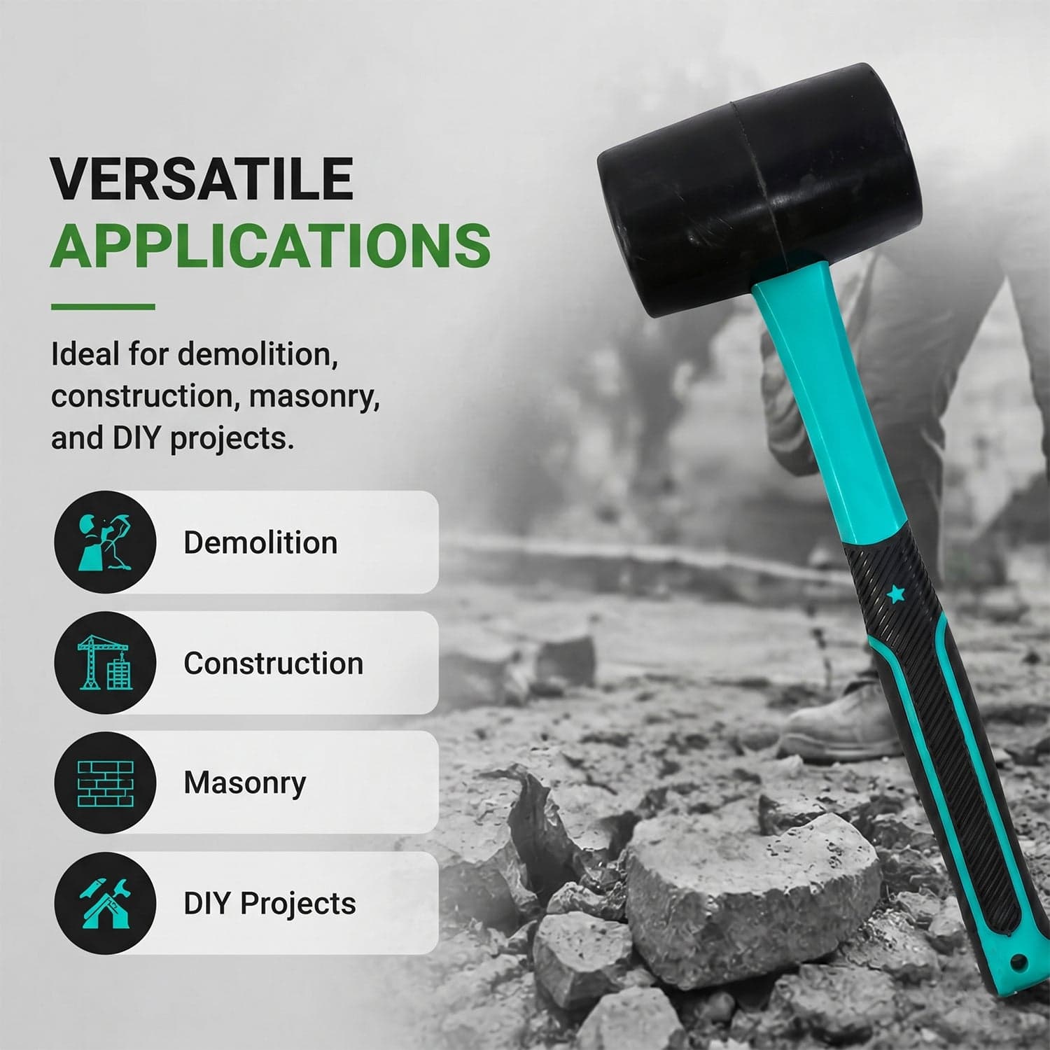 Heavy Duty Sledge Hammer the Durable Rubber Mallet for Construction thumbnail 5
