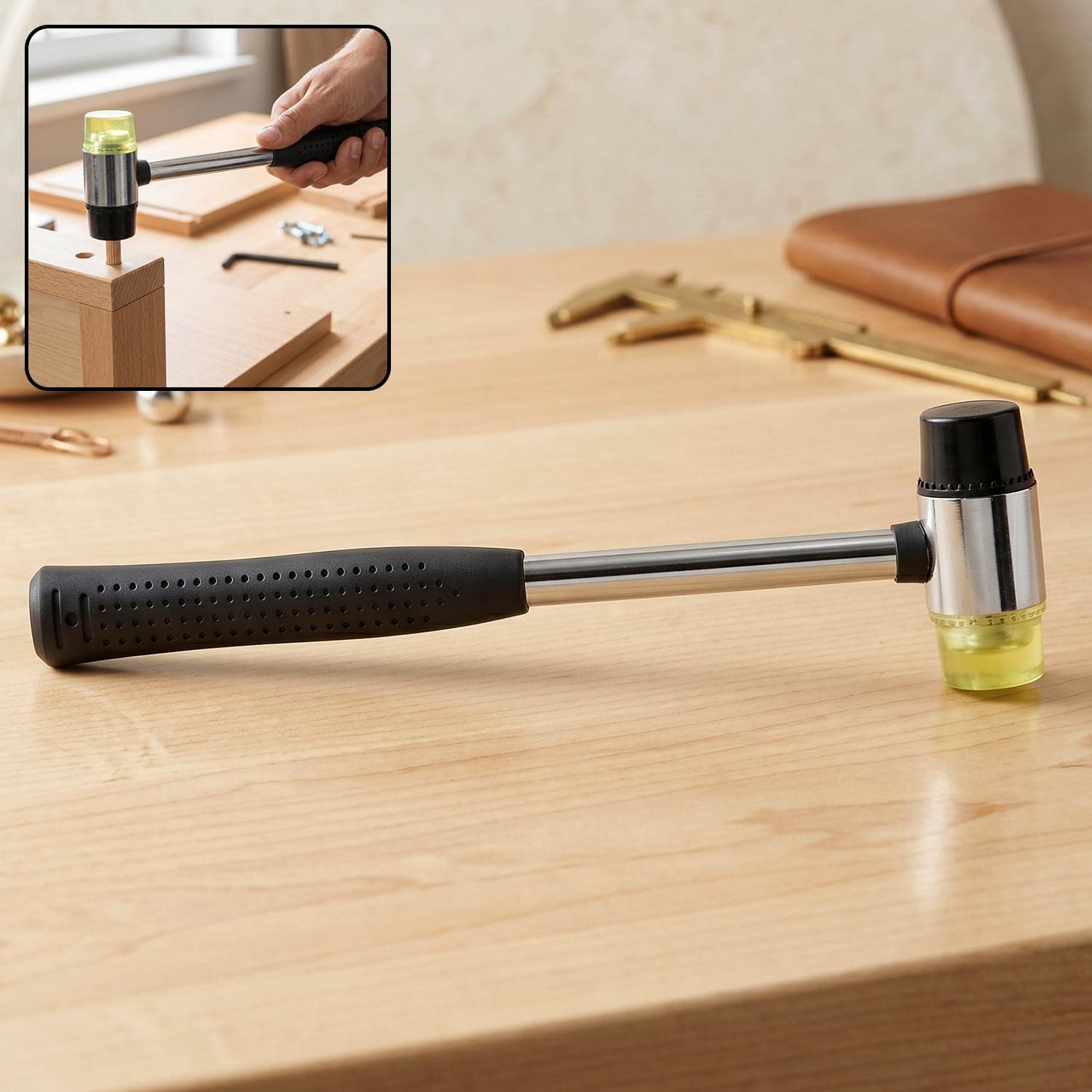 Double Head Rubber Mallet the Non-slip grip & durable steel handle thumbnail 1