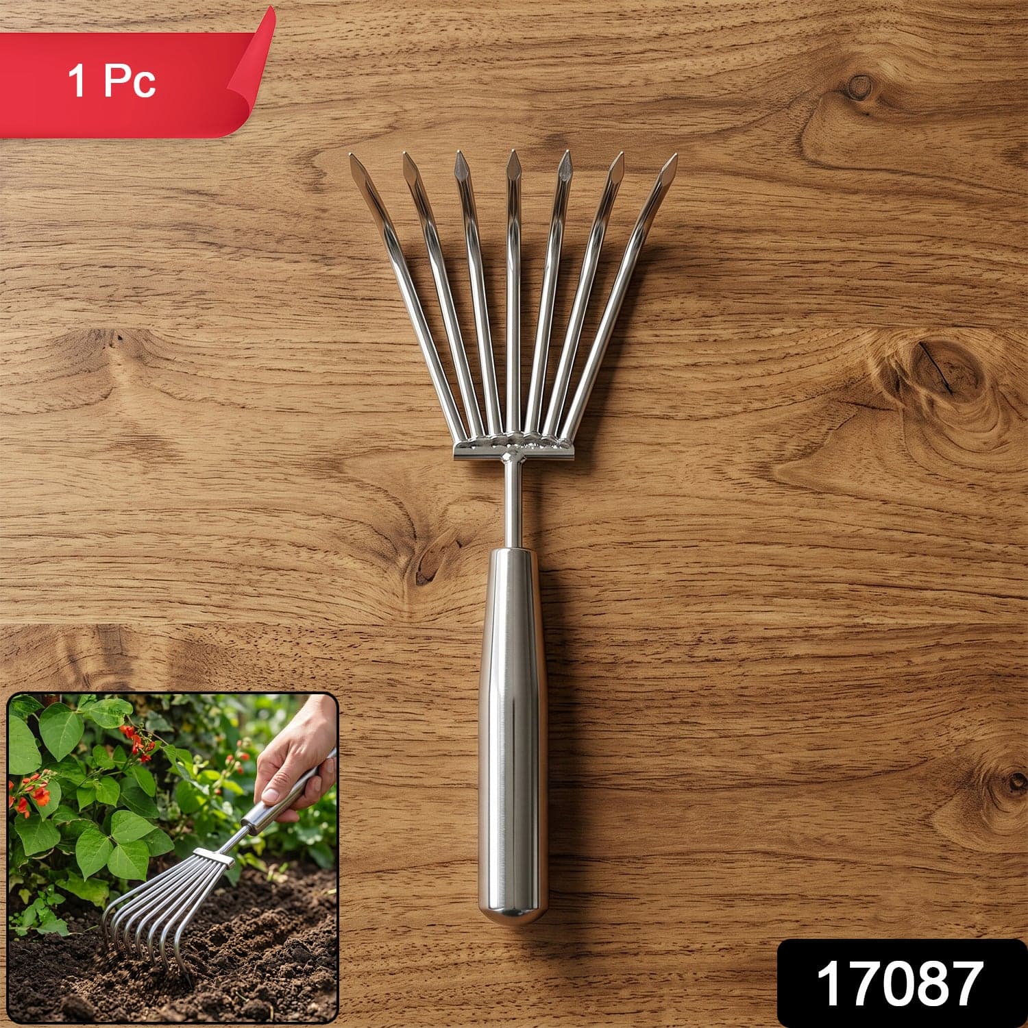 Stainless Steel Garden Rake the Durable & Rust-Resistant Tool for Easy Gardening thumbnail 2
