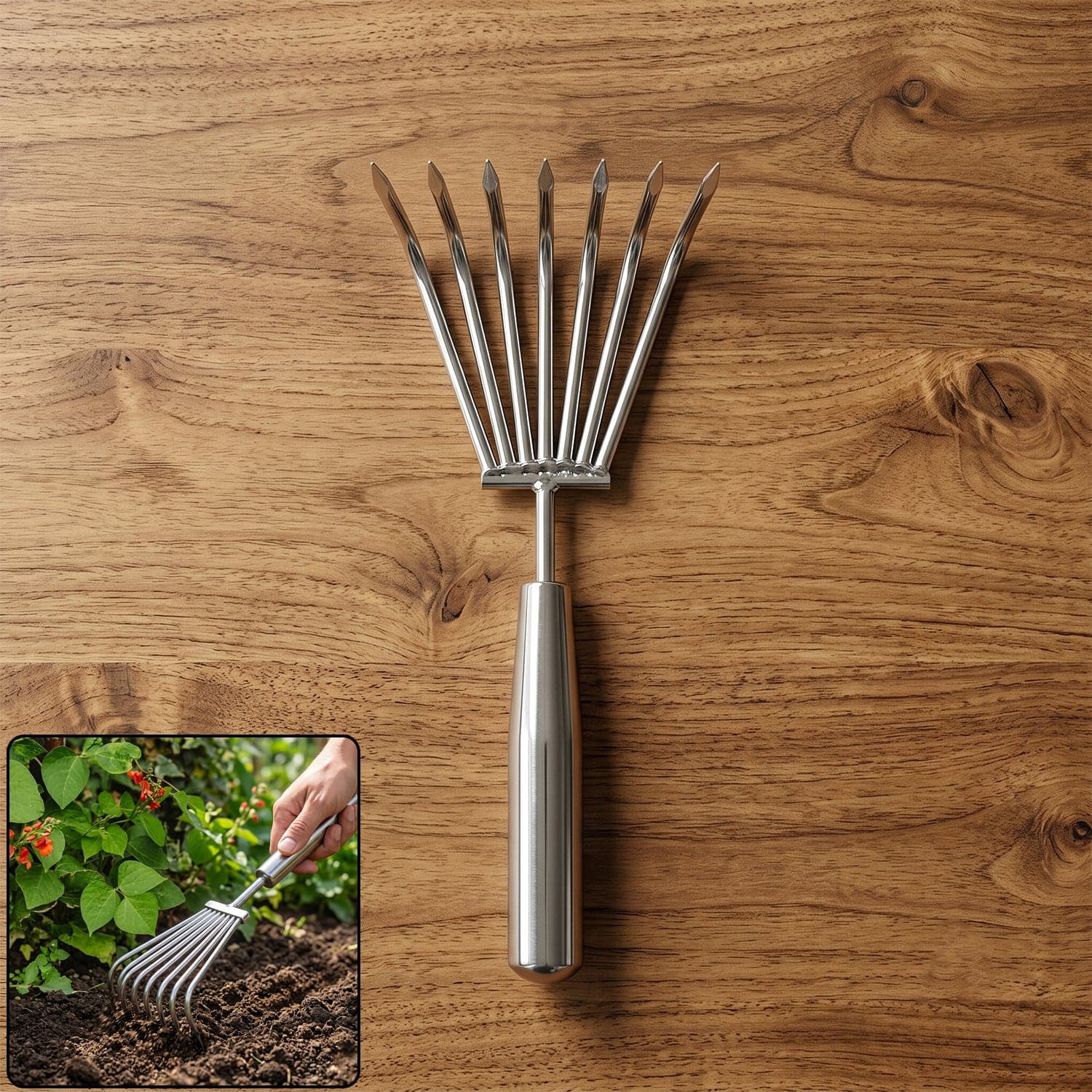 Stainless Steel Garden Rake the Durable & Rust-Resistant Tool for Easy Gardening thumbnail 7