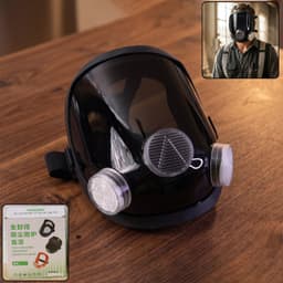 Full Face Safety Respirator Mask the Dual Filters & Clear Visor for Protection