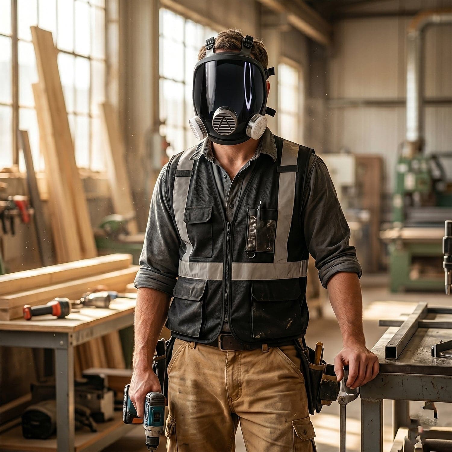 Full Face Safety Respirator Mask the Dual Filters & Clear Visor for Protection thumbnail 9