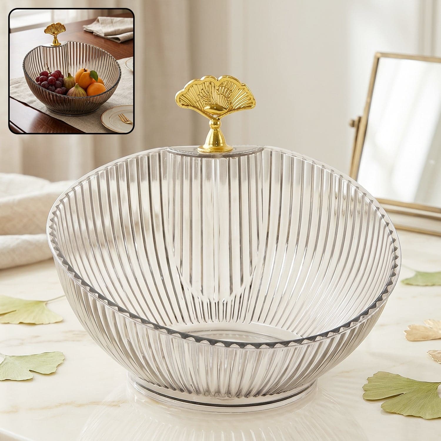 Decorative Plastic Fruit Bowl the Elegant Gold Accent for Dining thumbnail 3
