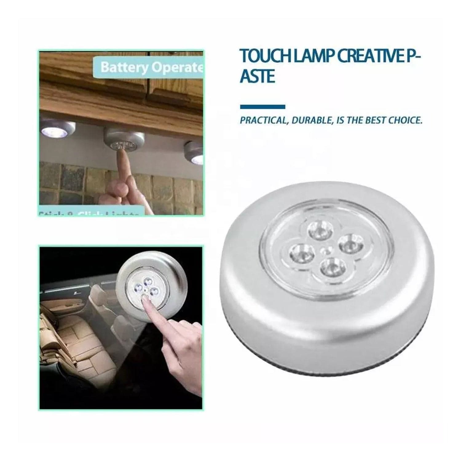 4 Led Battery-Powered Wireless Night Light Stick Tap Touch Lamp Stick-On Push Light For Closets thumbnail 6