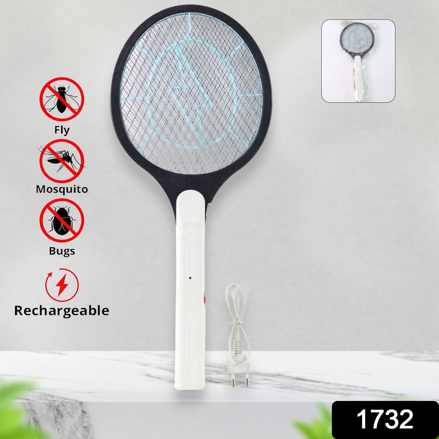 Rechargeable Mosquito Killer Racket of Electric Fly Swatter (1 Pc, Quality Assured) thumbnail 2