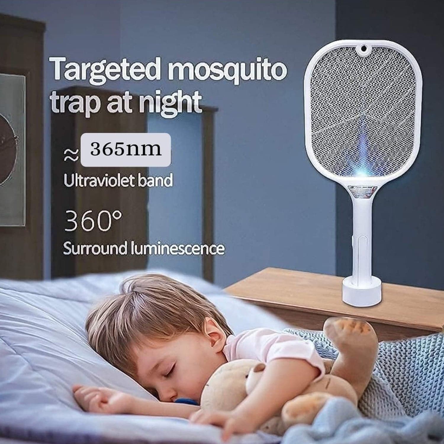 Rechargeable Mosquito Killer Racket with UV Light & USB Charging Base thumbnail 6
