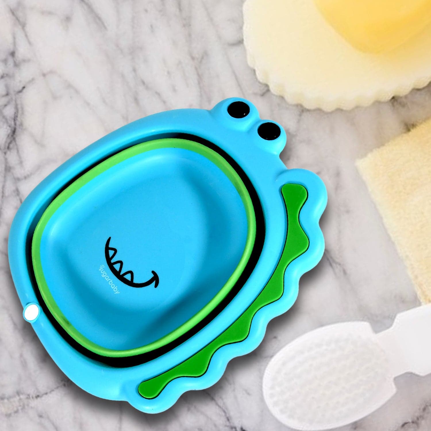 Frog Shape Foldable Baby Wash Basin, Space-Saving Lightweight Face Washing Tub (33—31Cm / 1 Pc) thumbnail 6