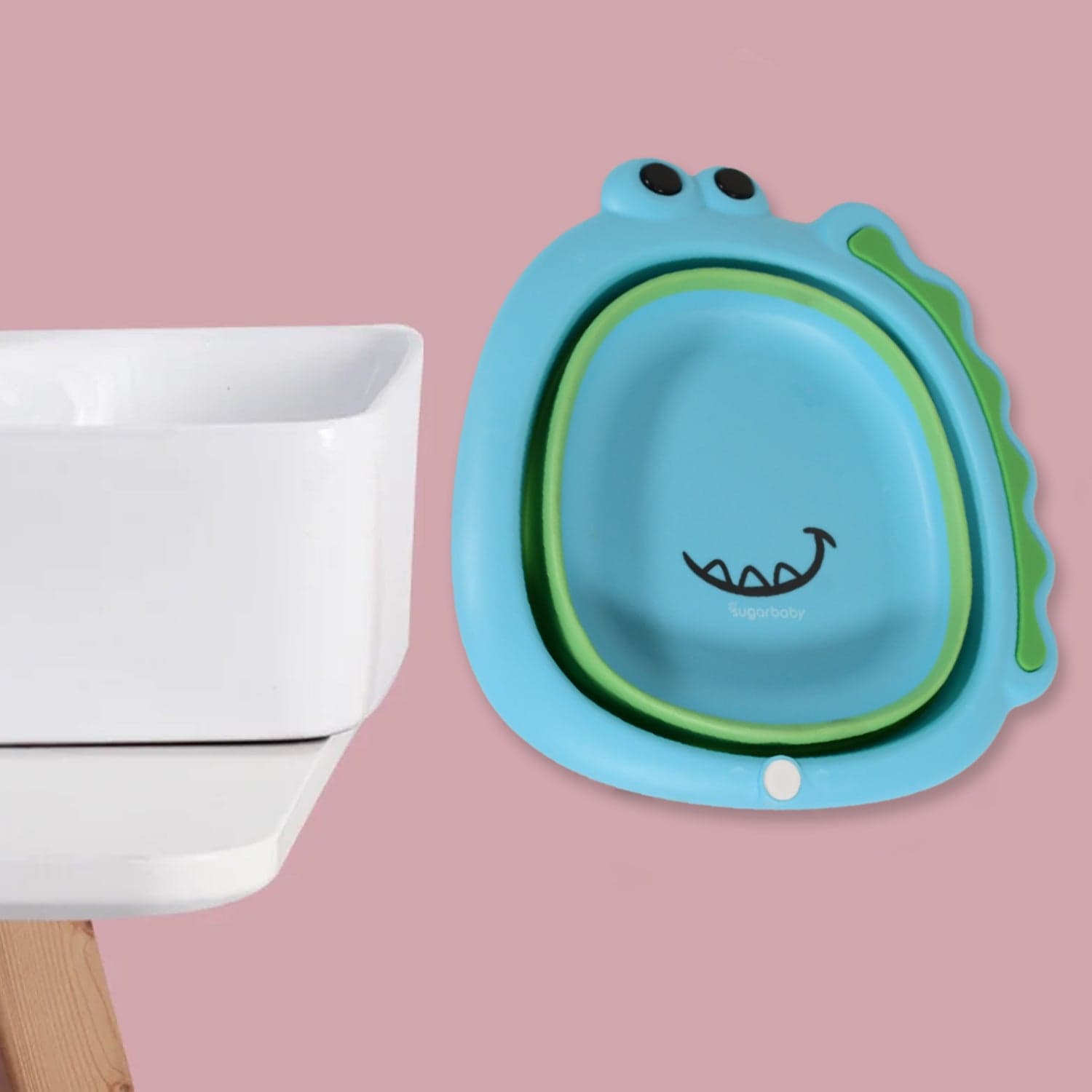 Frog Shape Foldable Baby Wash Basin, Space-Saving Lightweight Face Washing Tub (33—31Cm / 1 Pc) thumbnail 7