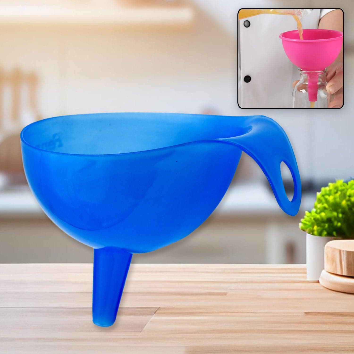 Plastic Funnel For Pouring Oil, Sauce, Water, Juice Cooking Oil, Powder, Small Food-Grains Food Grade Plastic Funnel (1 Pc) thumbnail 1