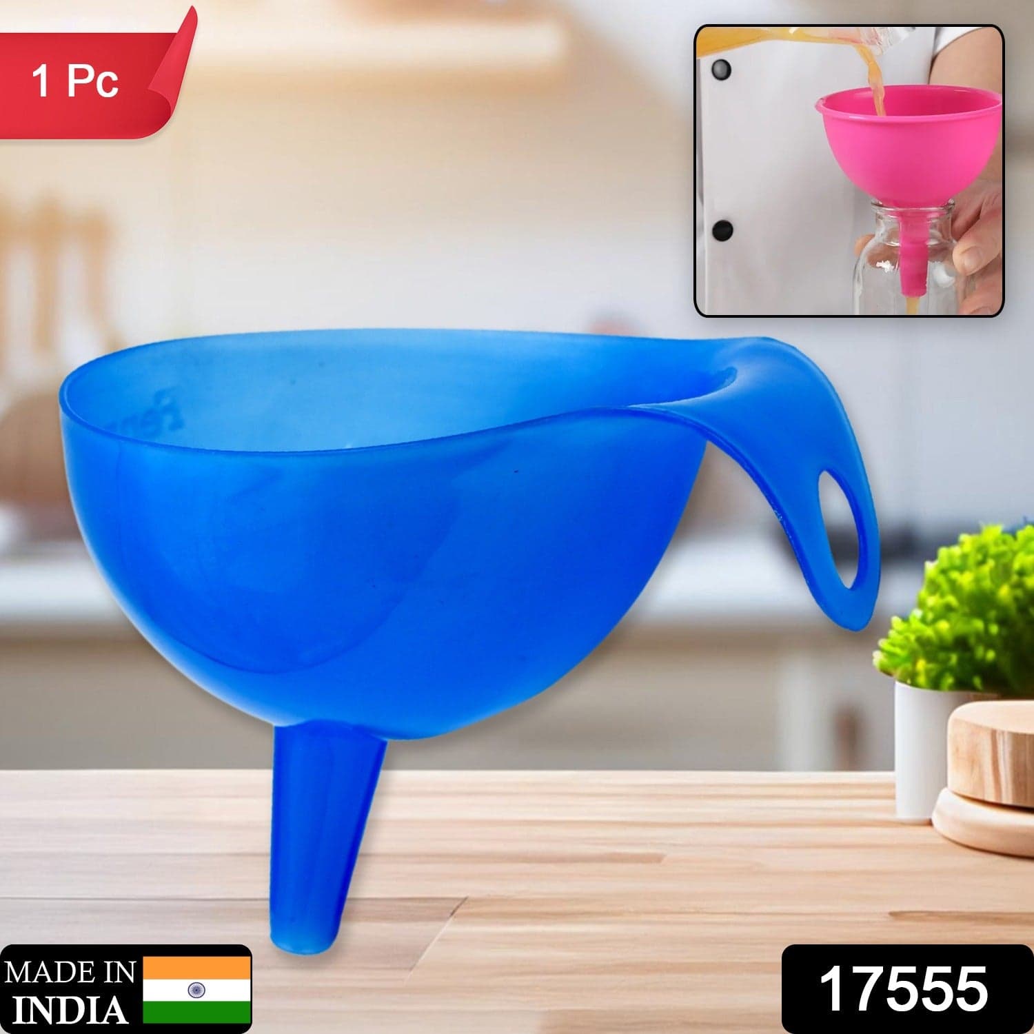 Plastic Funnel For Pouring Oil, Sauce, Water, Juice Cooking Oil, Powder, Small Food-Grains Food Grade Plastic Funnel (1 Pc) thumbnail 2