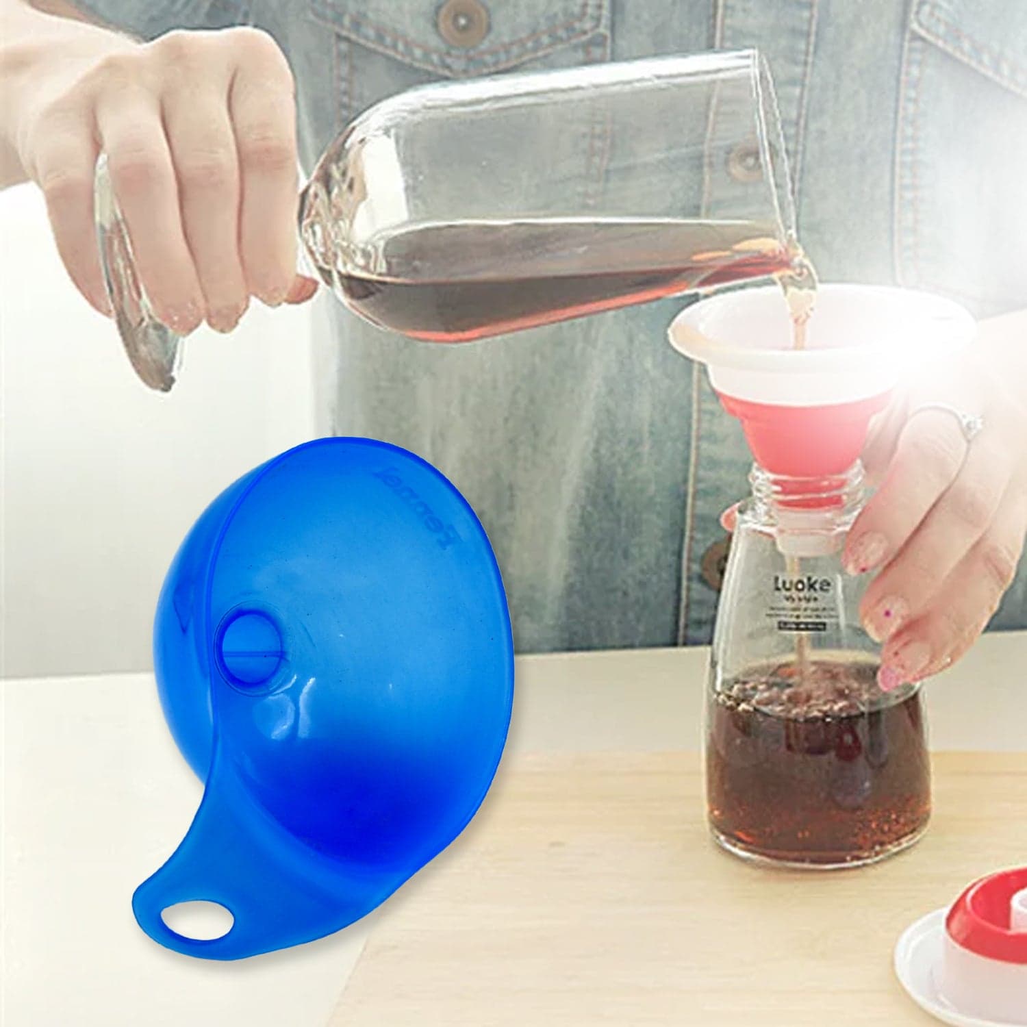 Plastic Funnel For Pouring Oil, Sauce, Water, Juice Cooking Oil, Powder, Small Food-Grains Food Grade Plastic Funnel (1 Pc) thumbnail 6