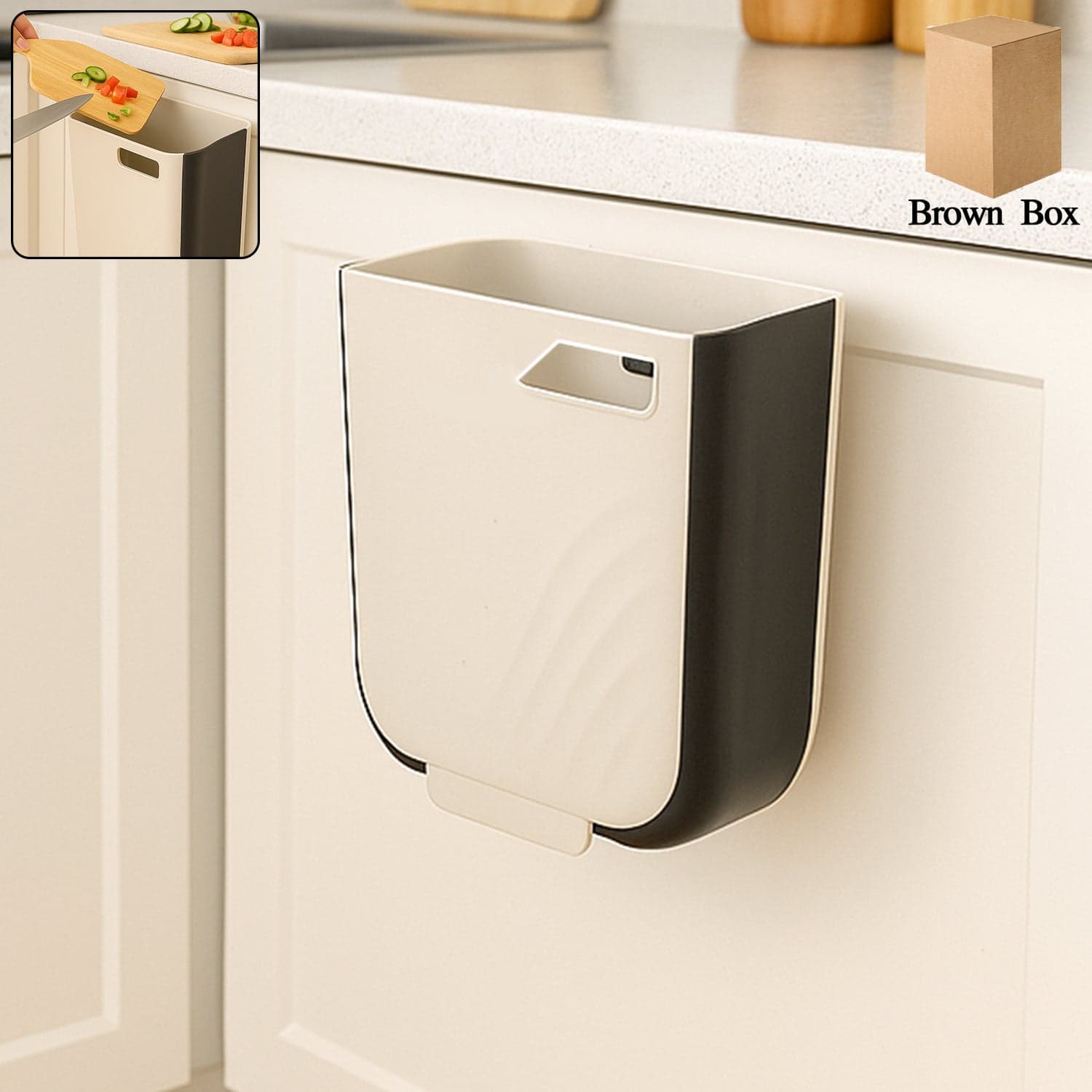 Portable Collapsible Hanging Trash Can for Kitchen & Car thumbnail 1