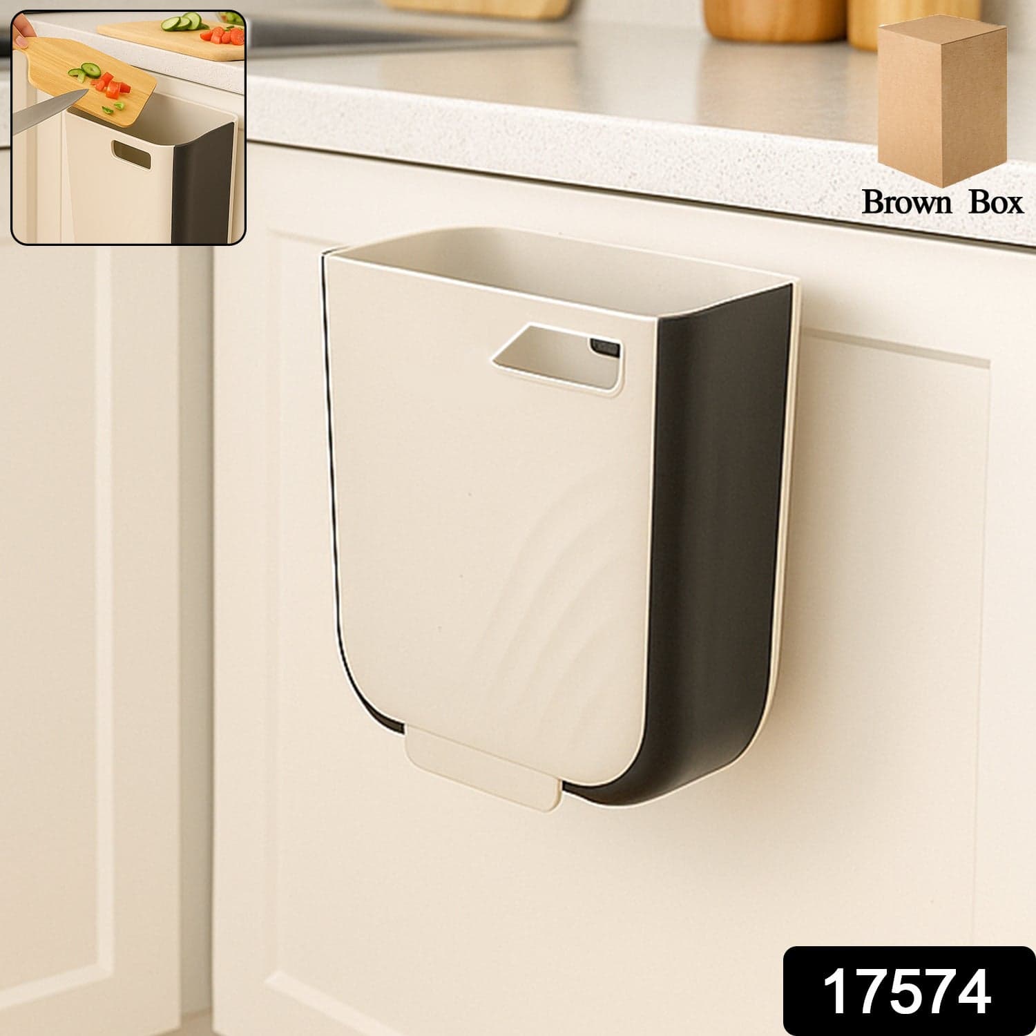 Portable Collapsible Hanging Trash Can for Kitchen & Car thumbnail 2