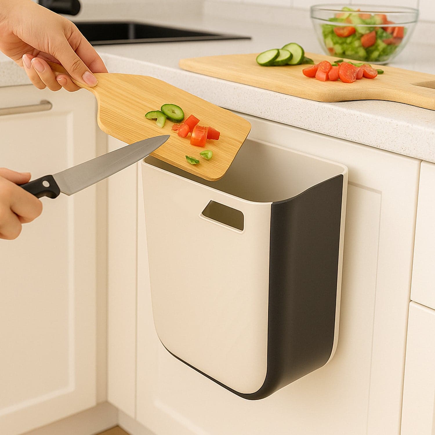 Portable Collapsible Hanging Trash Can for Kitchen & Car thumbnail 6