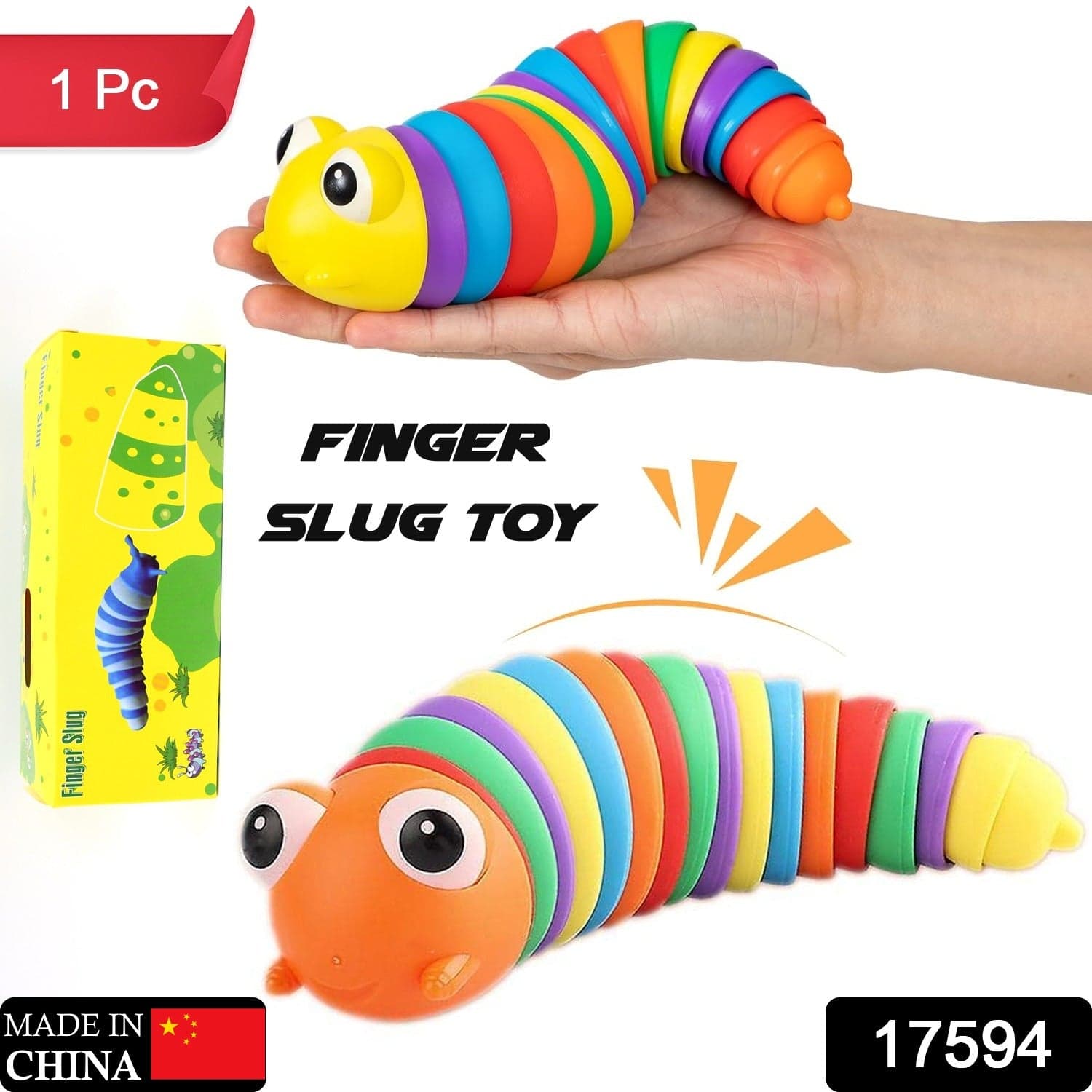 3D Rainbow Color Plastic Slug Fidget Toys thumbnail 2