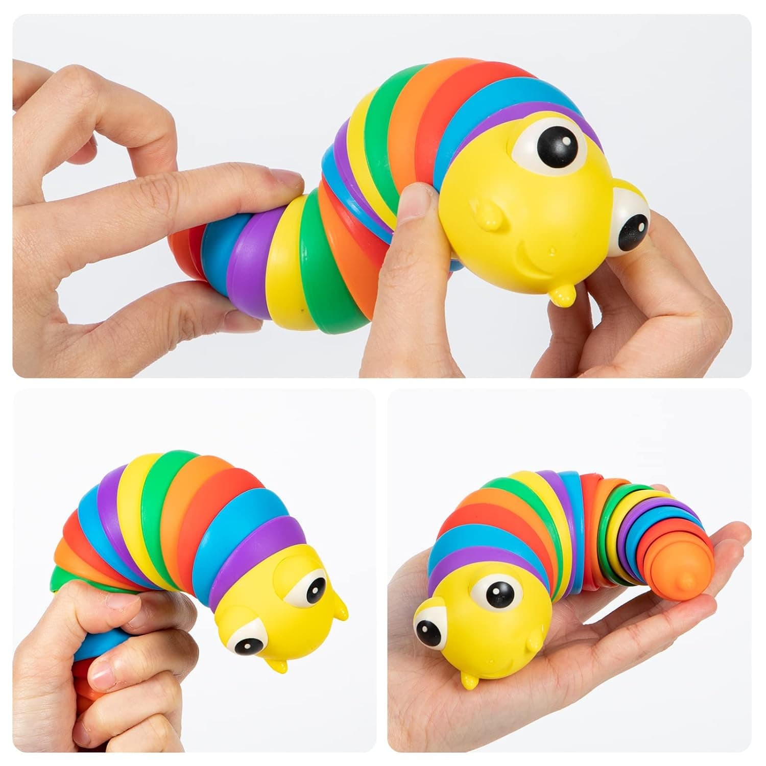 3D Rainbow Color Plastic Slug Fidget Toys thumbnail 6