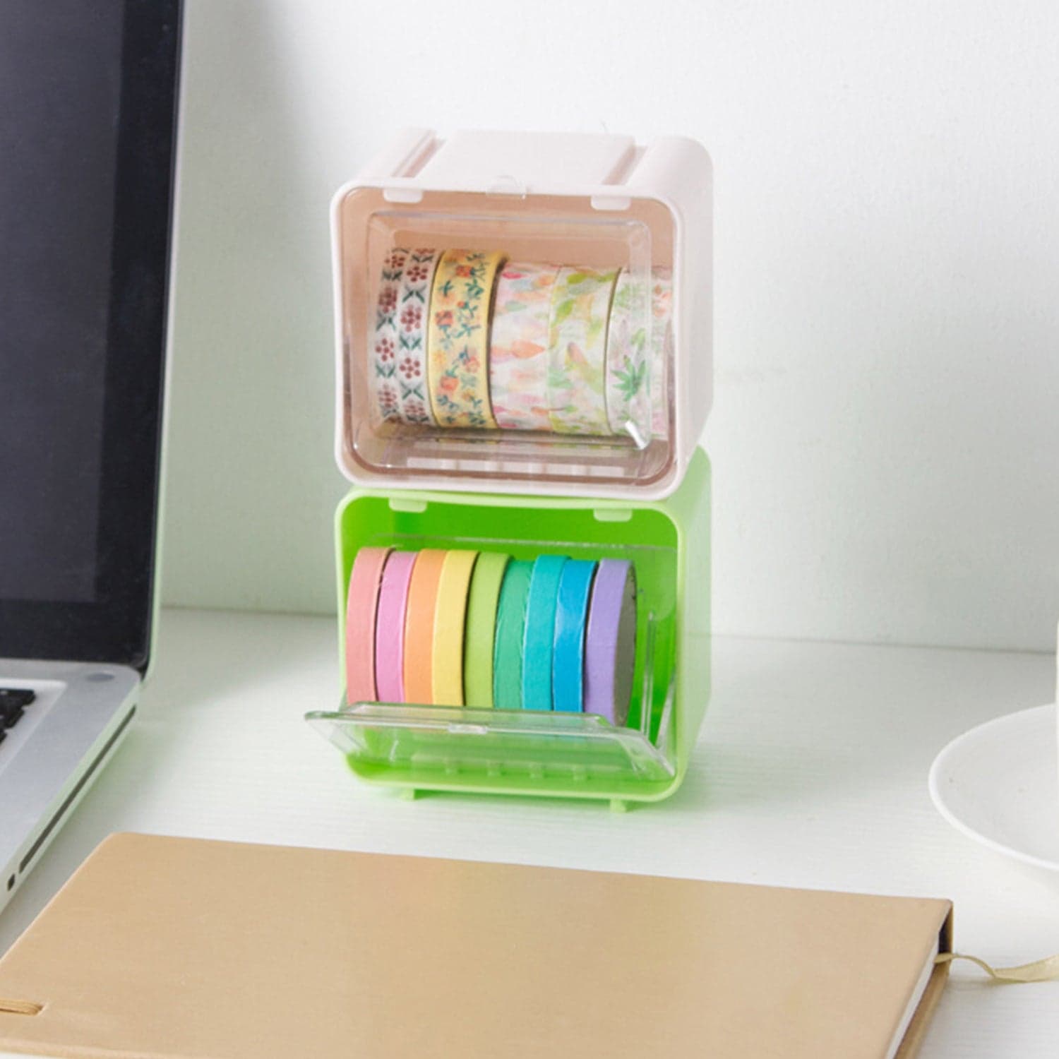 Durable Transparent Tape Storage Box of Plastic Office Organizer thumbnail 1
