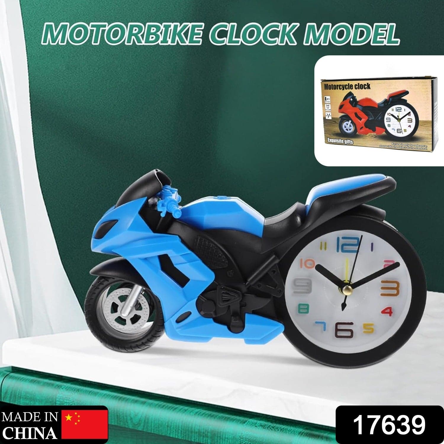 Retro Motorcycle Alarm Clock of Novelty Bike Engine Style Desk Clock thumbnail 2