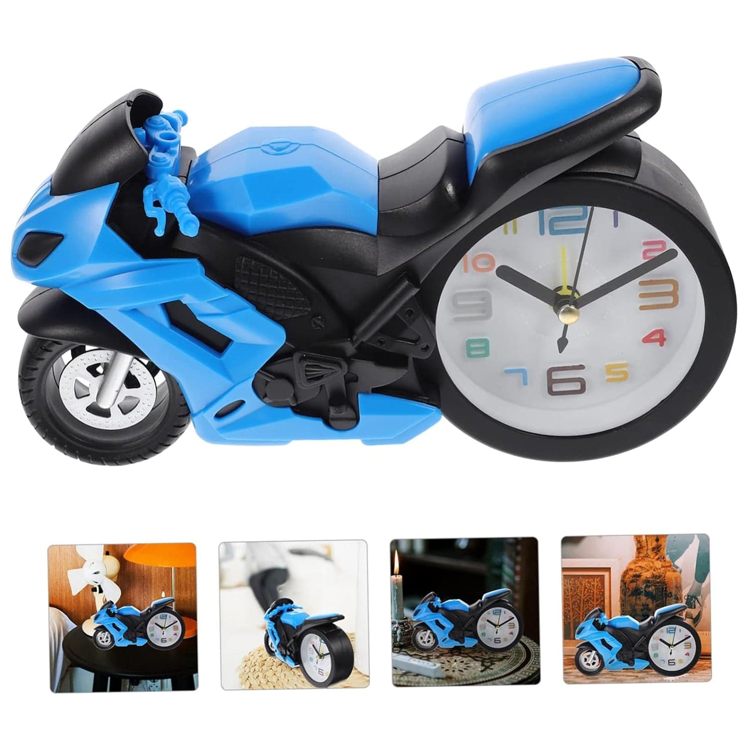 Retro Motorcycle Alarm Clock of Novelty Bike Engine Style Desk Clock thumbnail 3
