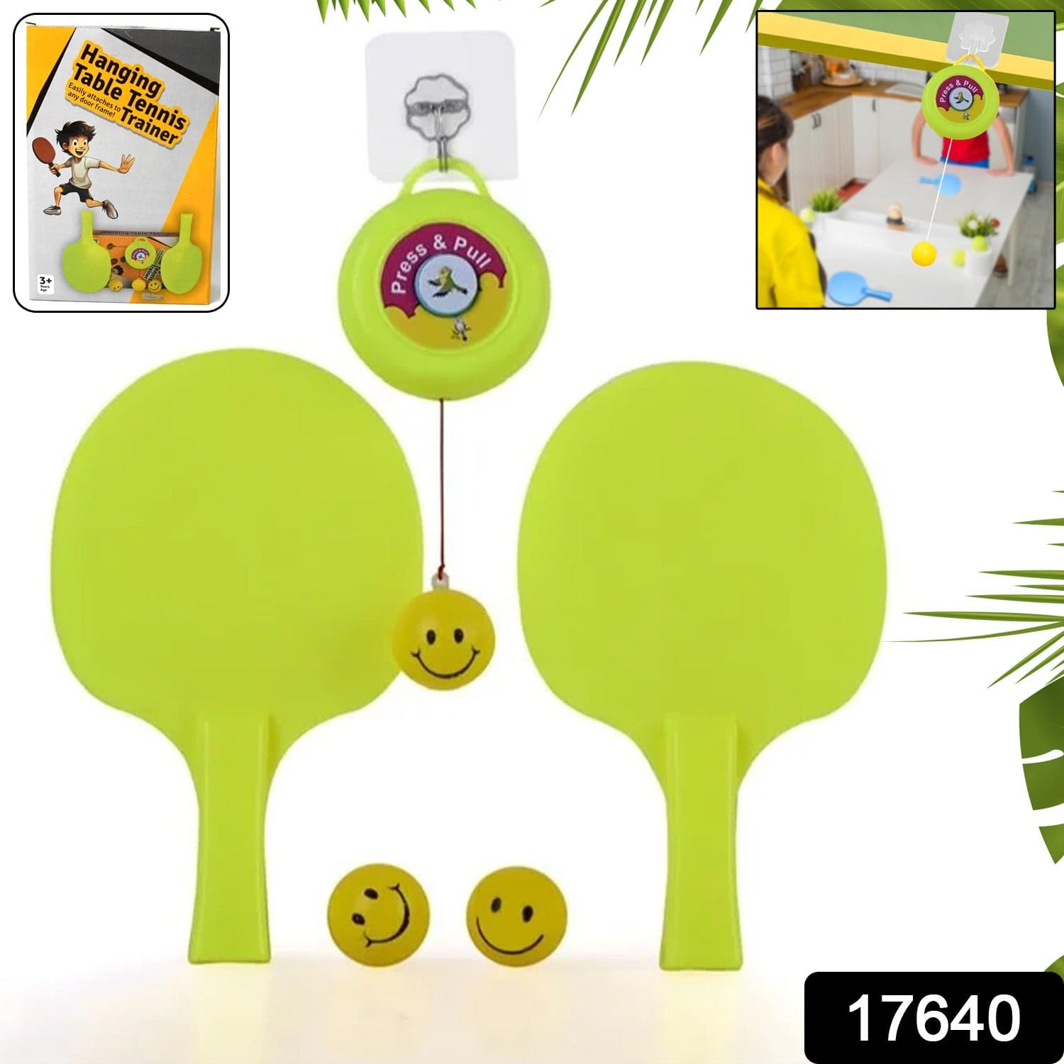 Portable Indoor Hanging Table Tennis with Three Ball, Table Tennis Self Training Set thumbnail 2