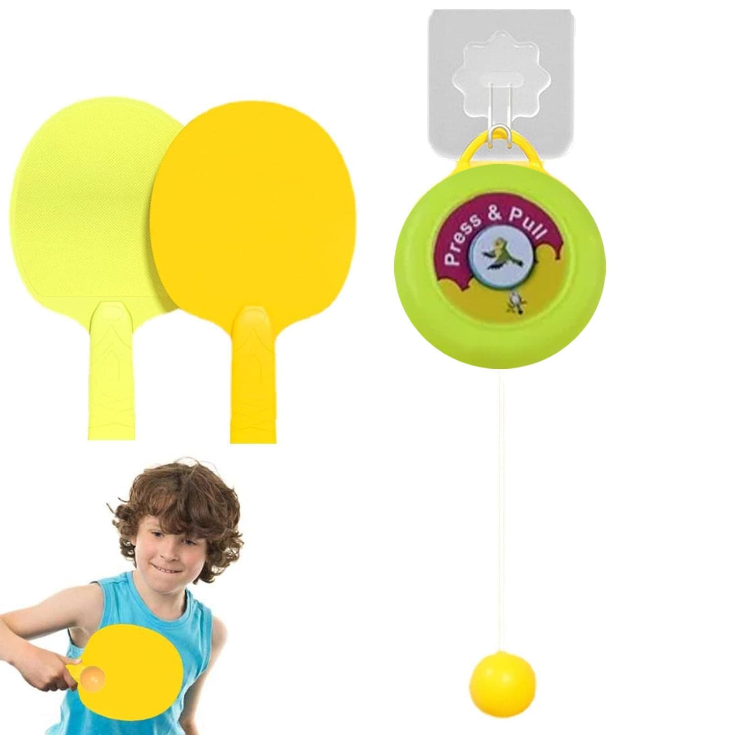 Portable Indoor Hanging Table Tennis with Three Ball, Table Tennis Self Training Set thumbnail 4