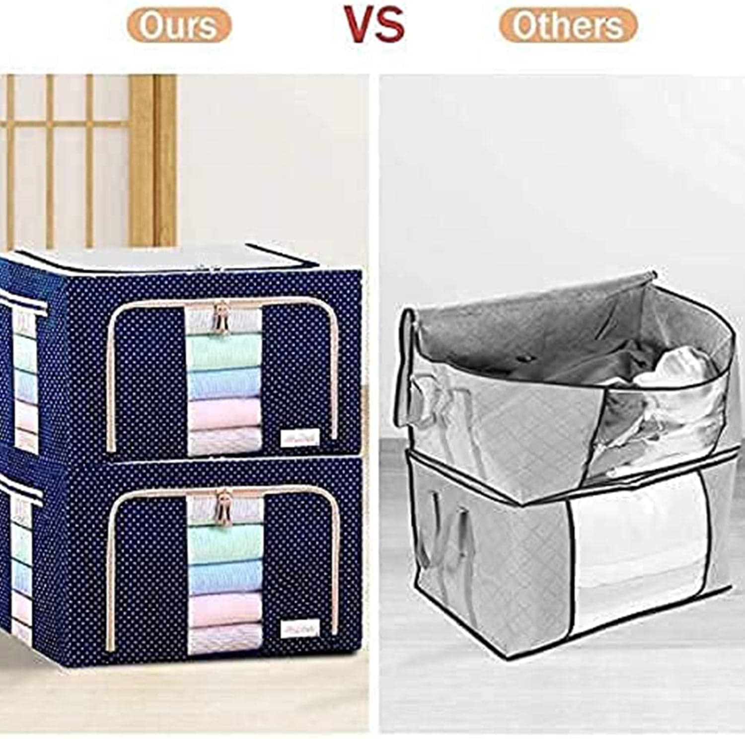 Foldable Steel Frame Clothes Living Storage Organizer Handled Bag thumbnail 4