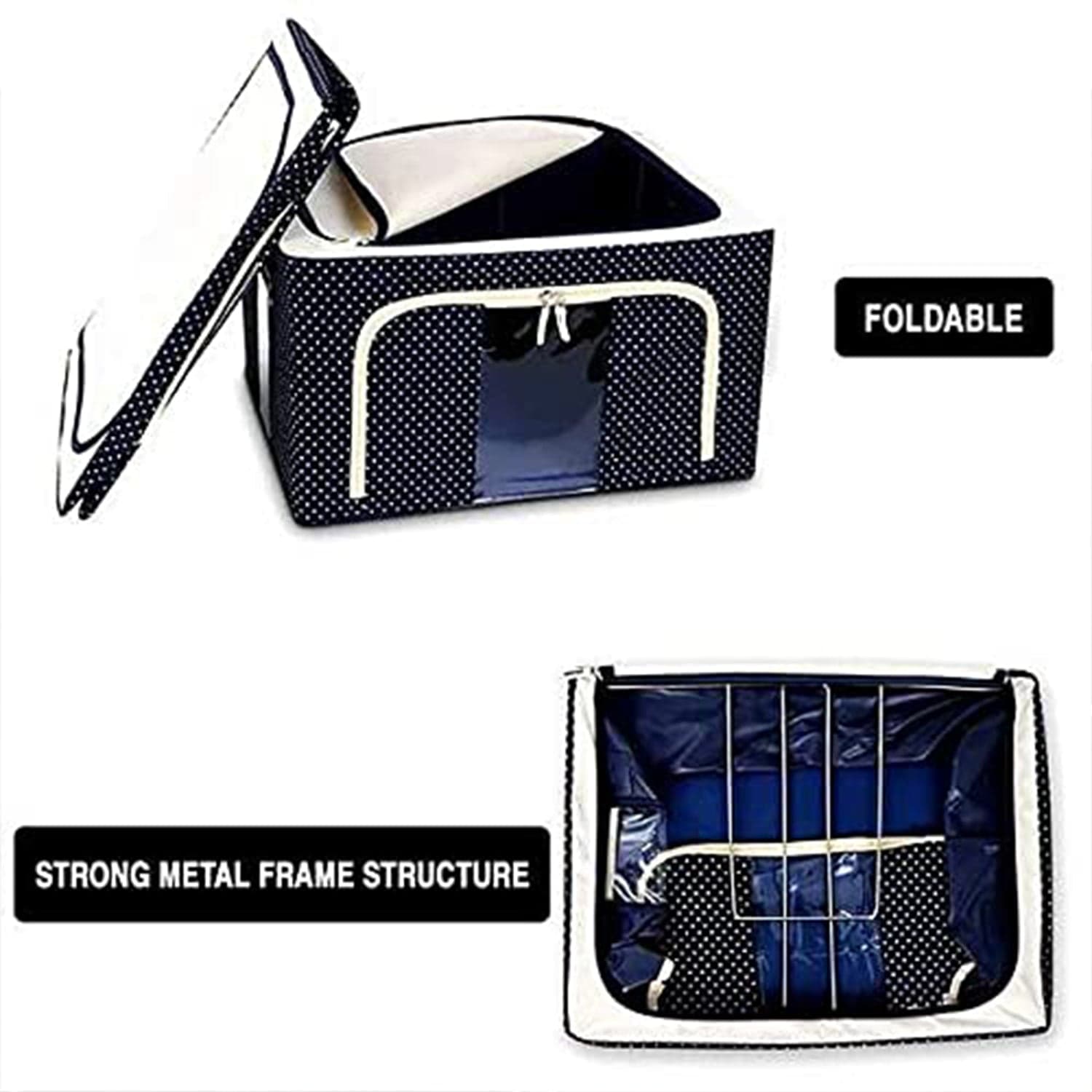 Foldable Steel Frame Clothes Living Storage Organizer Handled Bag thumbnail 8