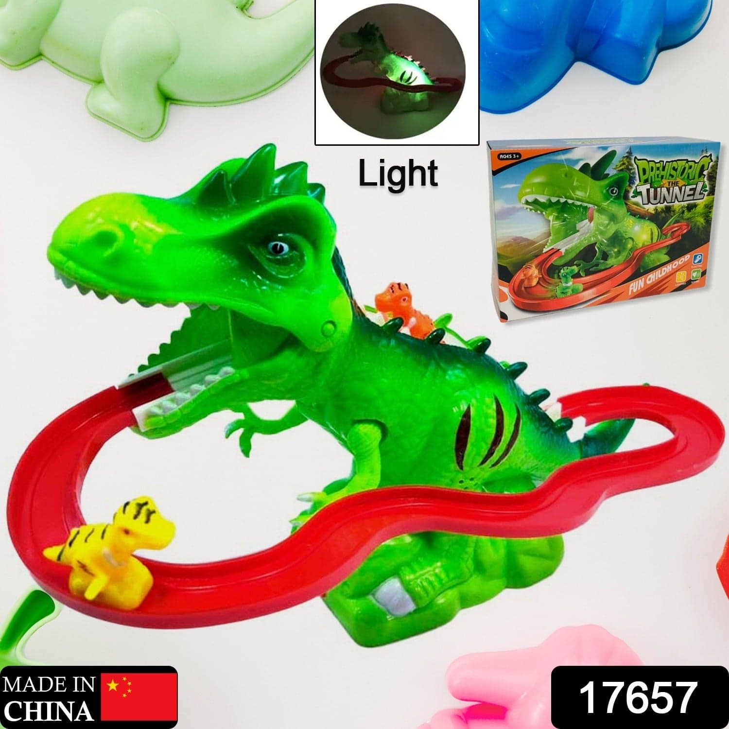 Children Electric Tracks Climb Stair Dinosaur Toys Glowing With Sound Kid Toy Animals Model Interactive Toys thumbnail 2