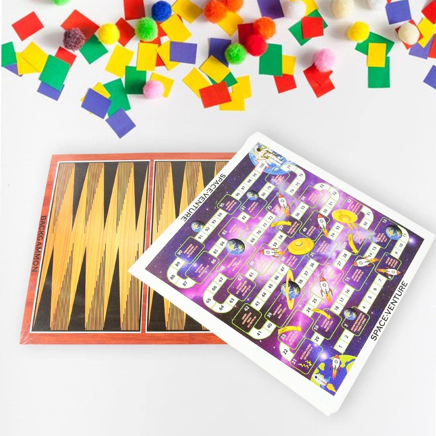 13 In 1 Family Board Game Chess, Snakes & Ladders, Ludo, Tic-Tac-Toe, Checkers, Travel Bingo, Football, Space Venture, Steeplechase Set For Kids thumbnail 3