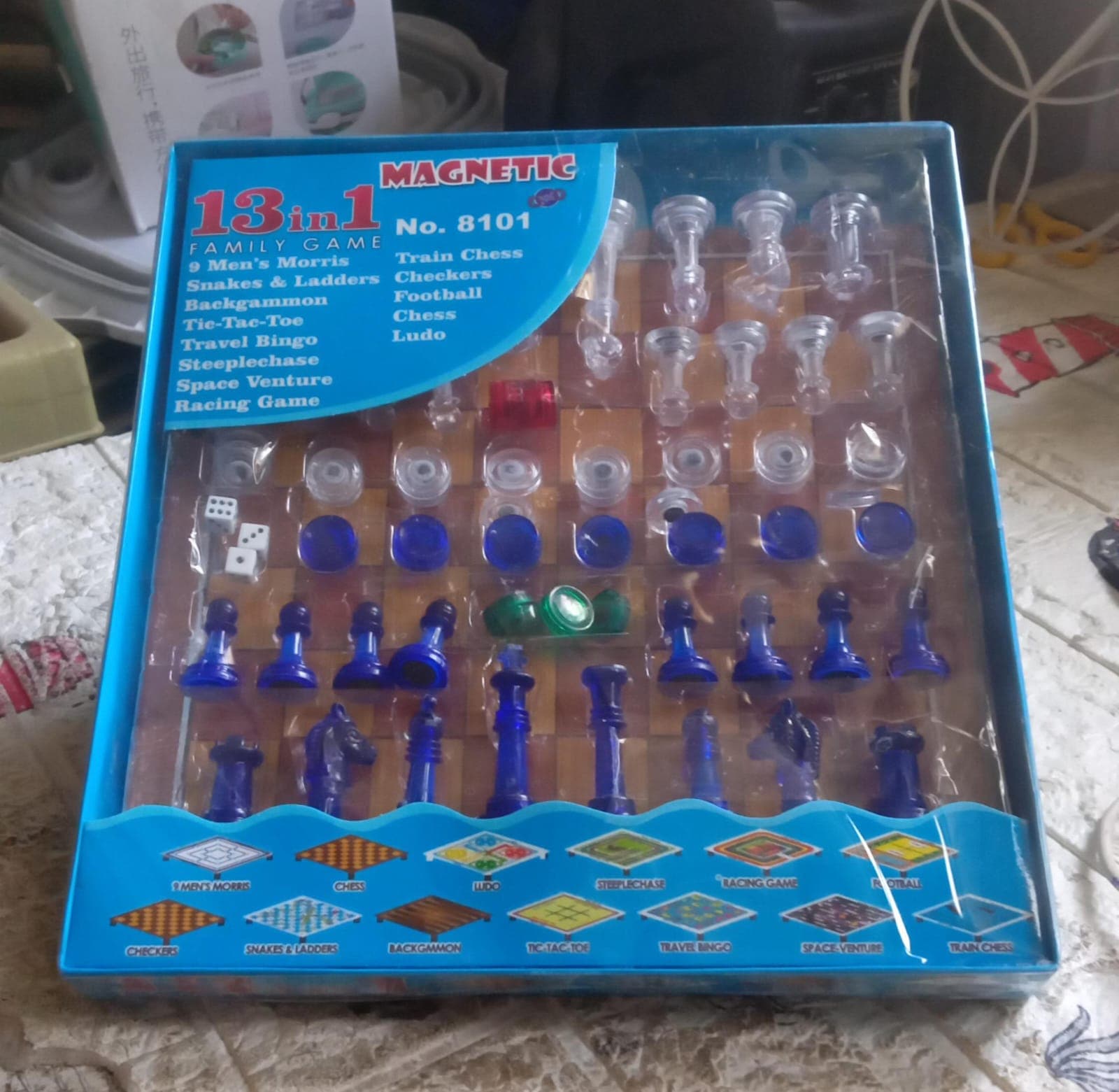 13 In 1 Family Board Game Chess, Snakes & Ladders, Ludo, Tic-Tac-Toe, Checkers, Travel Bingo, Football, Space Venture, Steeplechase Set For Kids thumbnail 8