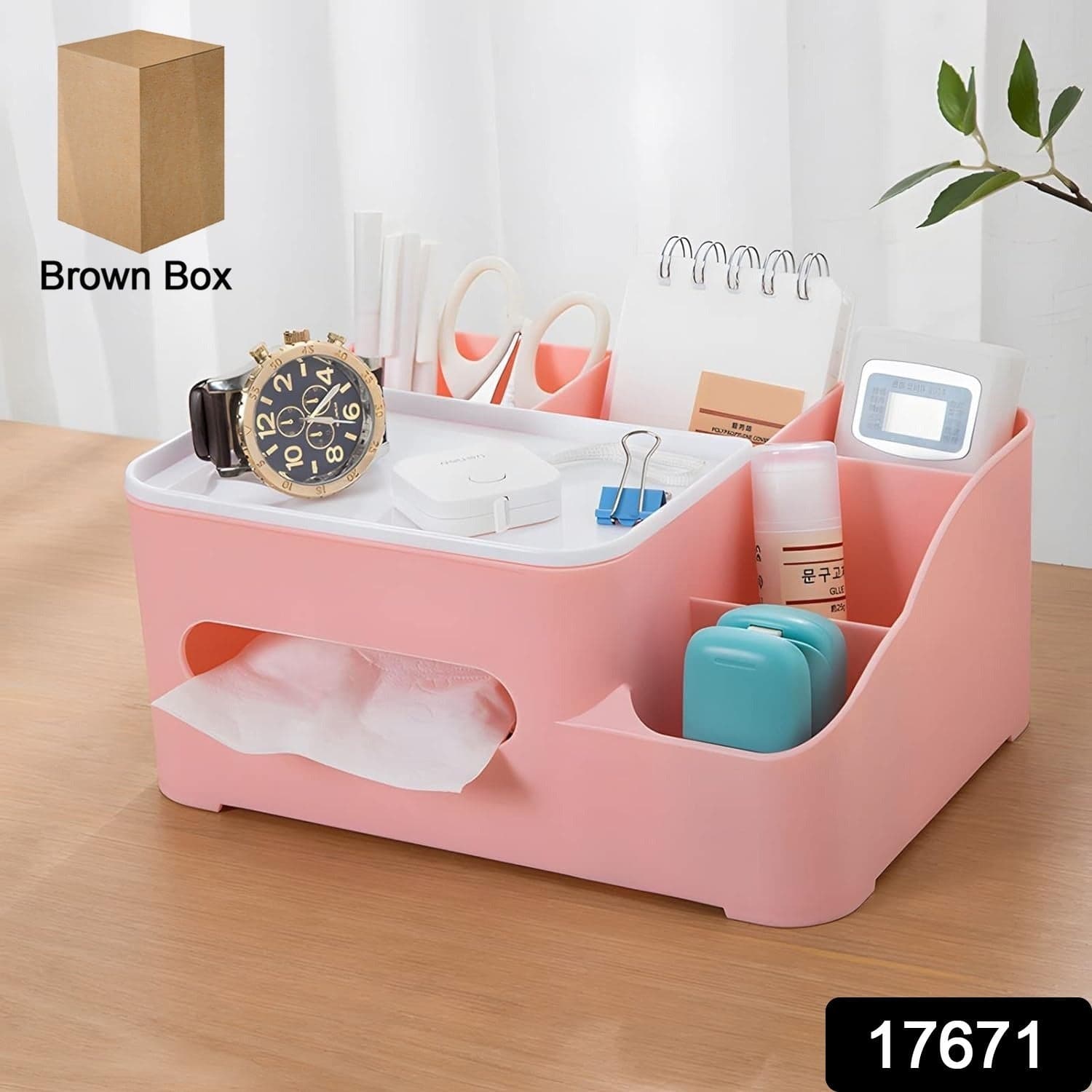6-Compartment Desk Organizer Of Multi-Function Storage For Tissue thumbnail 2