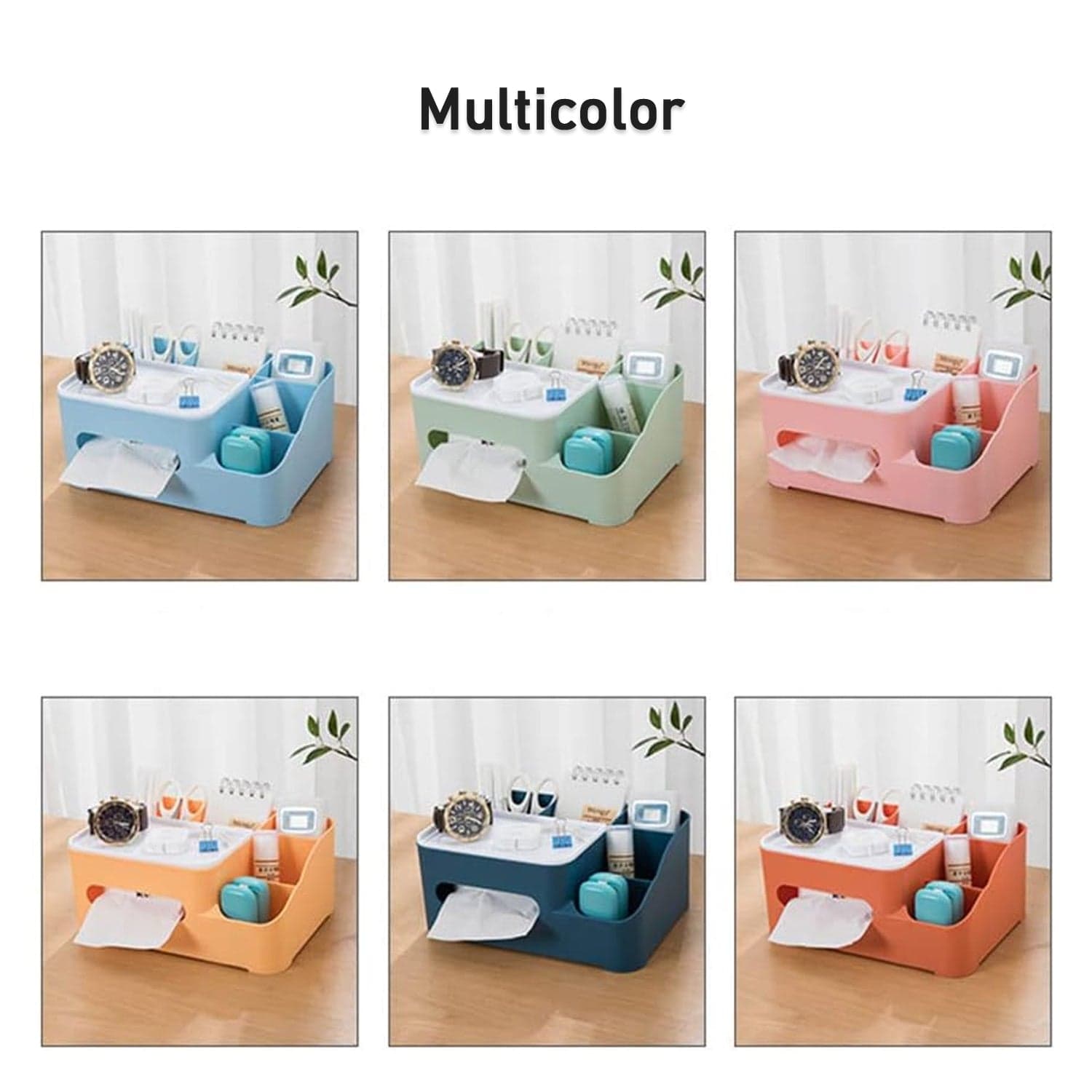 6-Compartment Desk Organizer Of Multi-Function Storage For Tissue thumbnail 8