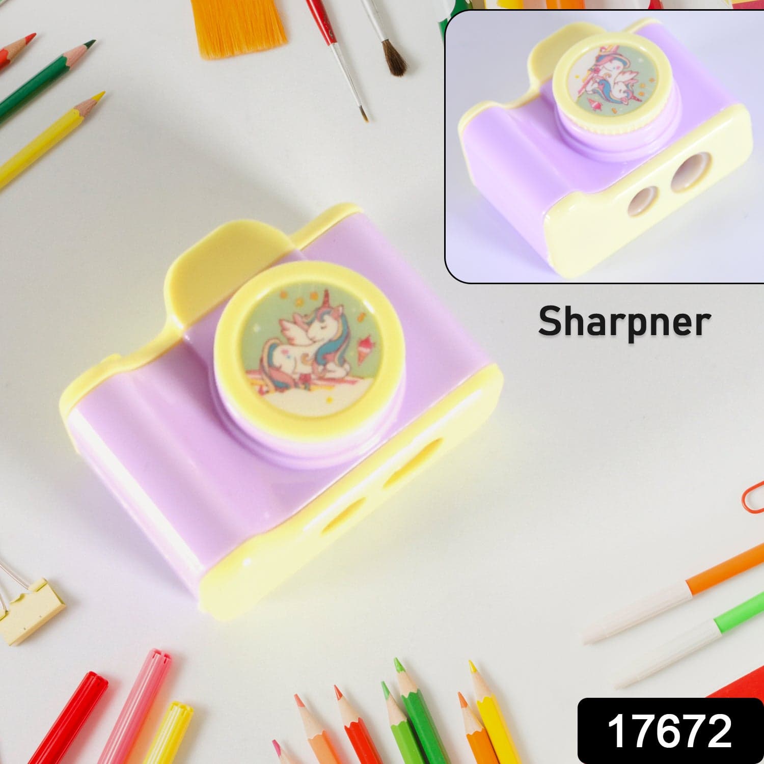 Camera Shape Pencil Sharpener of Stylish & Lightweight Manual Sharpener for Kids & Office Use (1 Pc) thumbnail 2