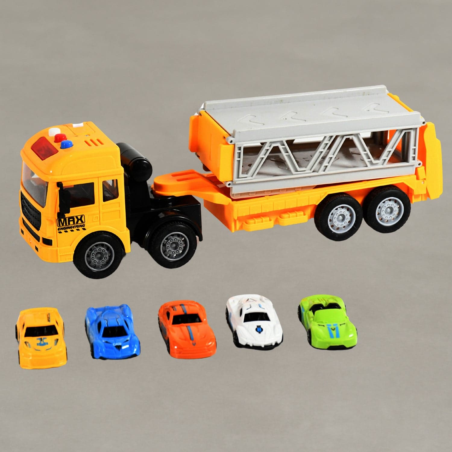 Realistic Long-Haul Toy Vehicle Transport Playset with Lights and Sound thumbnail 1
