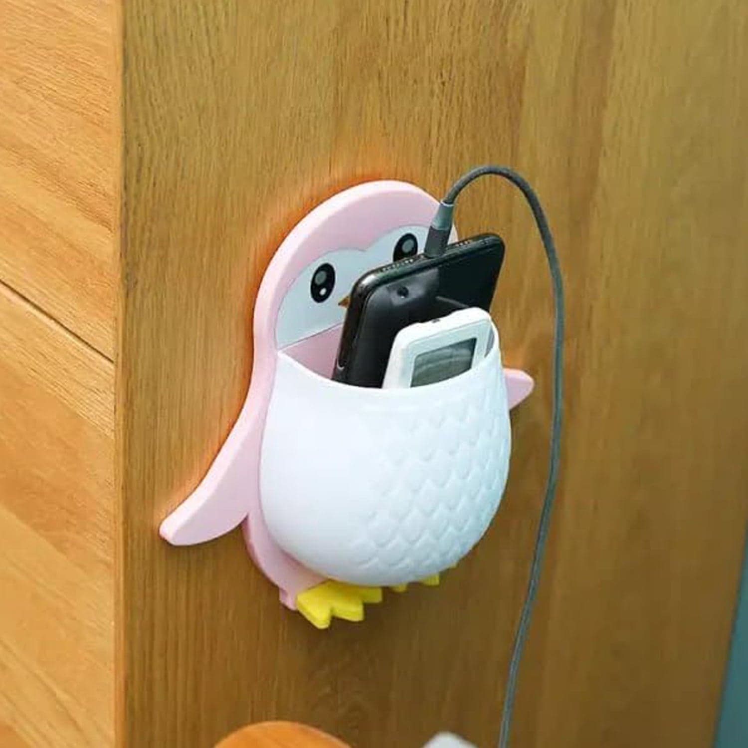 Penguin Storage Box, Adhesive Remote Case, Electric Toothbrushes Holder, Universal Controller Holder, Wall Nightstand, Office Plastic Wall Mount thumbnail 5