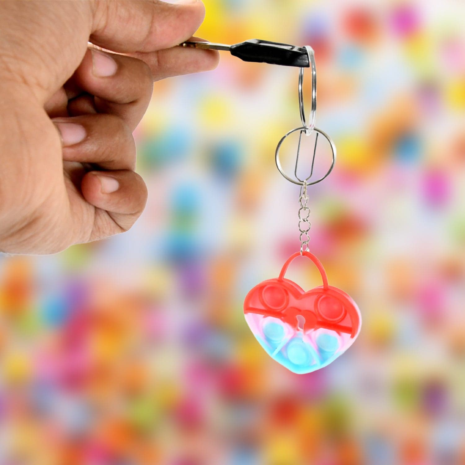 Compact Pop It Keychain of Fun Stress Relief Fidget Toy (1 Pc | Mix Design) thumbnail 6