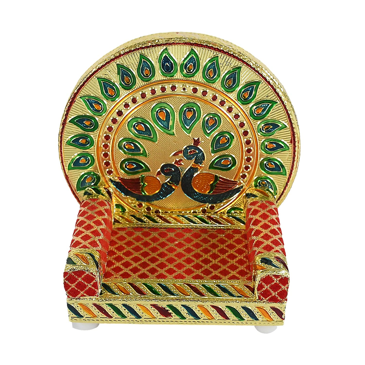 Meenakari Work Laddu Gopal Singhasan / Sihasan For Pooja Mandir Wooden Krishna Ladoo Bal Gopal Sofa Asan thumbnail 4