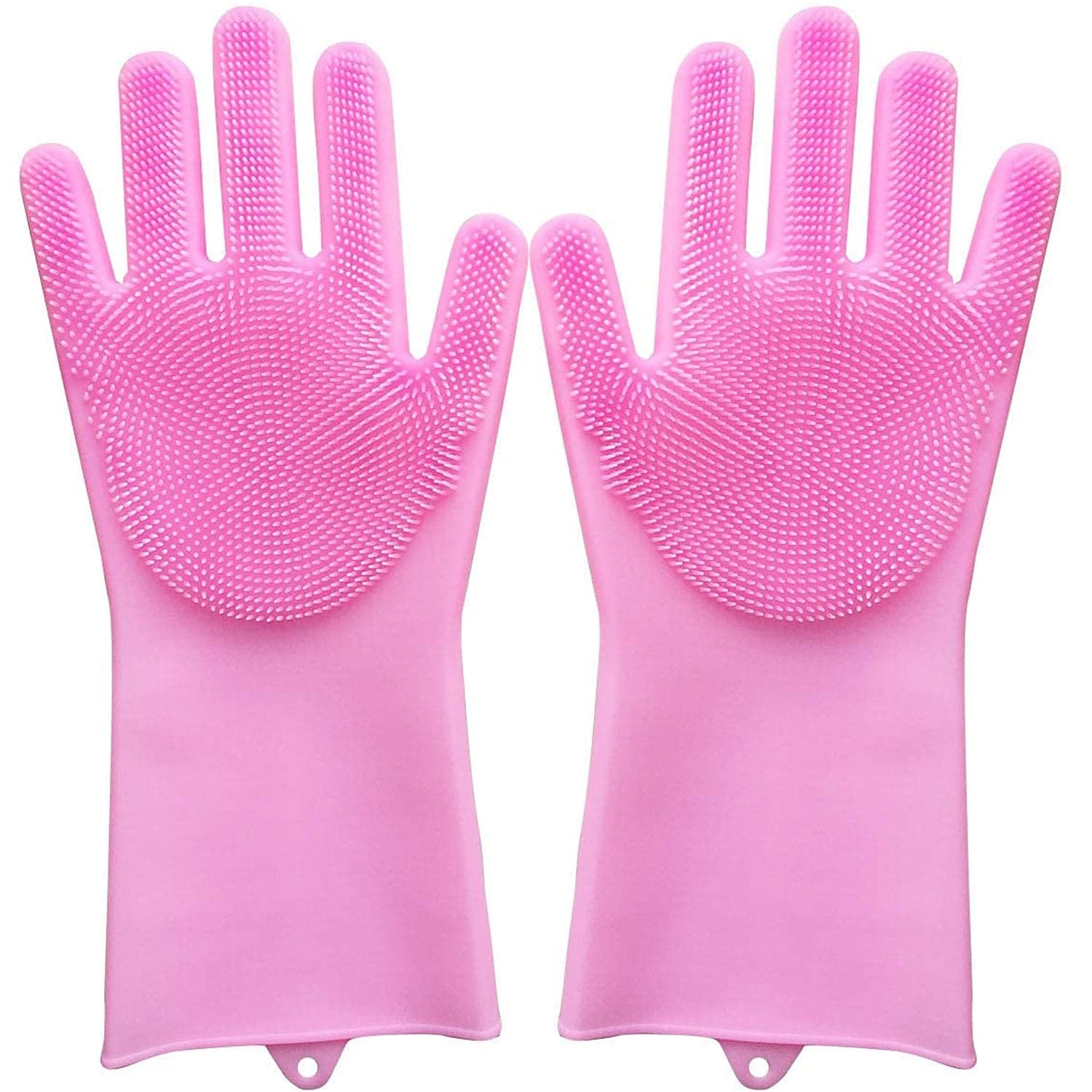 Dishwashing Gloves With Scrubber| Silicone Cleaning Reusable Scrub Gloves For Wash Dish Kitchen| Bathroom| Pet Grooming Wet And Dry Glove (1 Pair ID-17723 thumbnail 4
