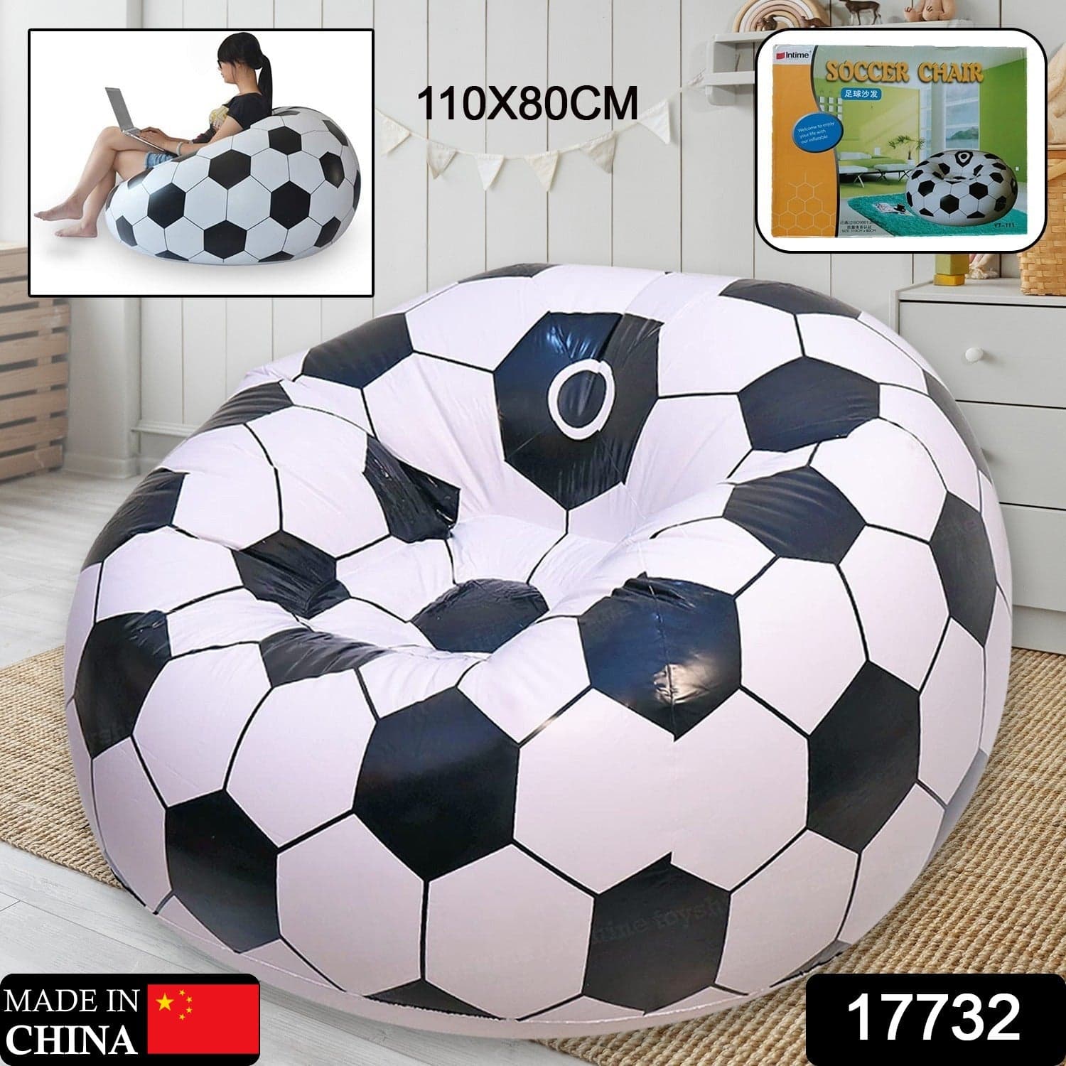 Foldable Sofa, Cartoon Style Inflatable Folding Chair, Ball Chair, Inflatable Sofa For Adults, Kids Size (110Cm X 80Cm) ID-17732 thumbnail 2