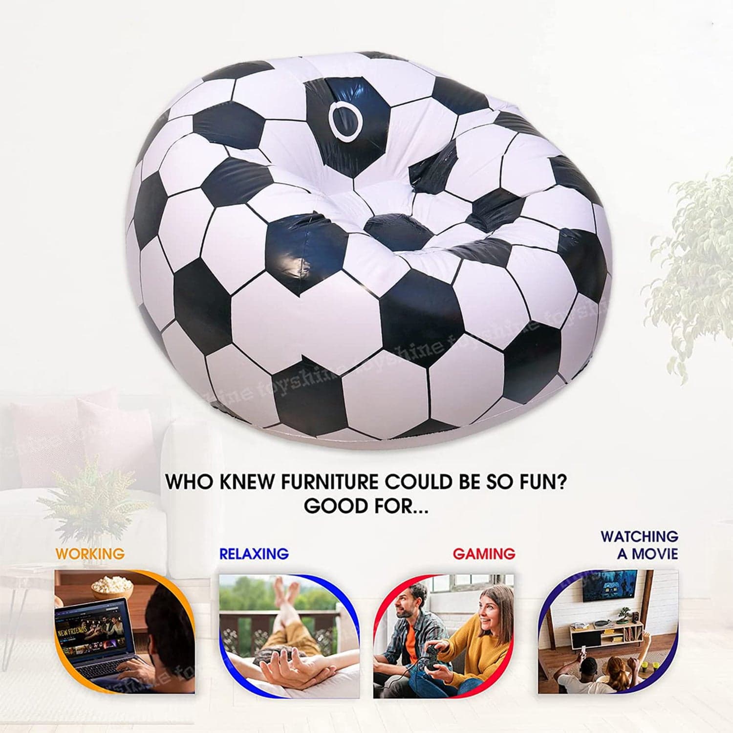 Foldable Sofa, Cartoon Style Inflatable Folding Chair, Ball Chair, Inflatable Sofa For Adults, Kids Size (110Cm X 80Cm) ID-17732 thumbnail 5