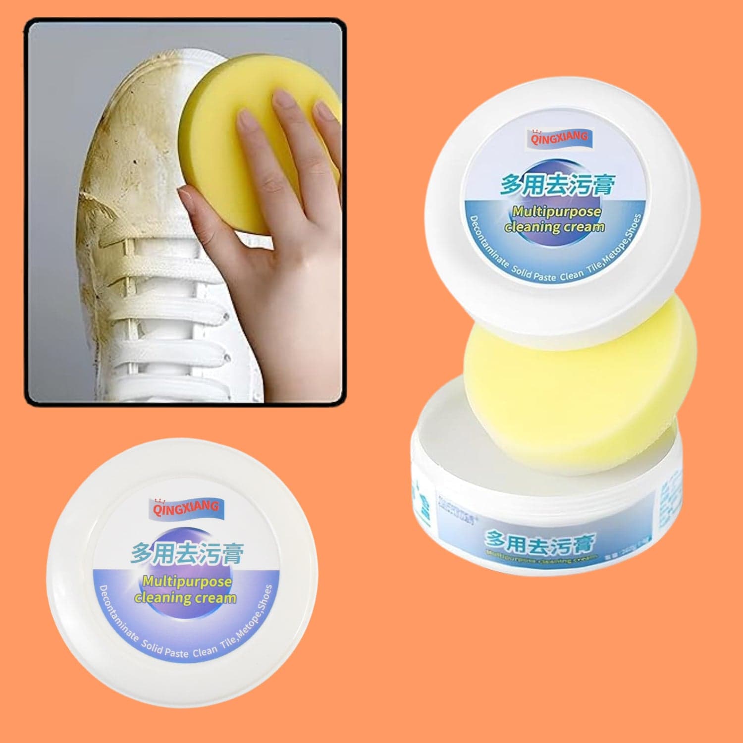 Shoe Cleaning Cream of Stain Remover for Sneakers, White Rubber Sole & Polish (260g) thumbnail 3