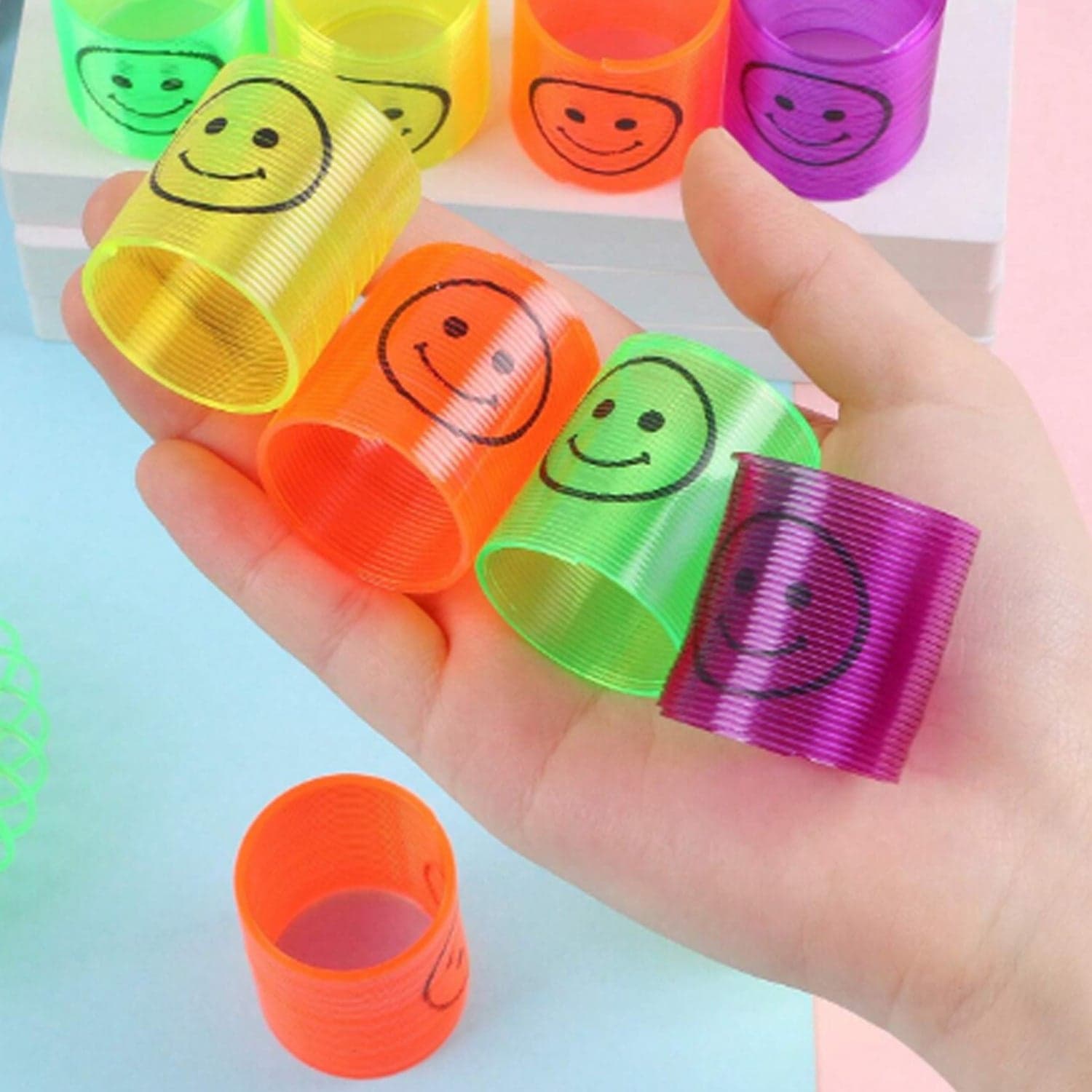 Multicolor Magic Smiley Spring, Spring Toys, Slinky, Slinky Spring Toy, Toy For Kids For Birthdays, Compact And Portable Easy To Carry (12 Pcs Set) thumbnail 3