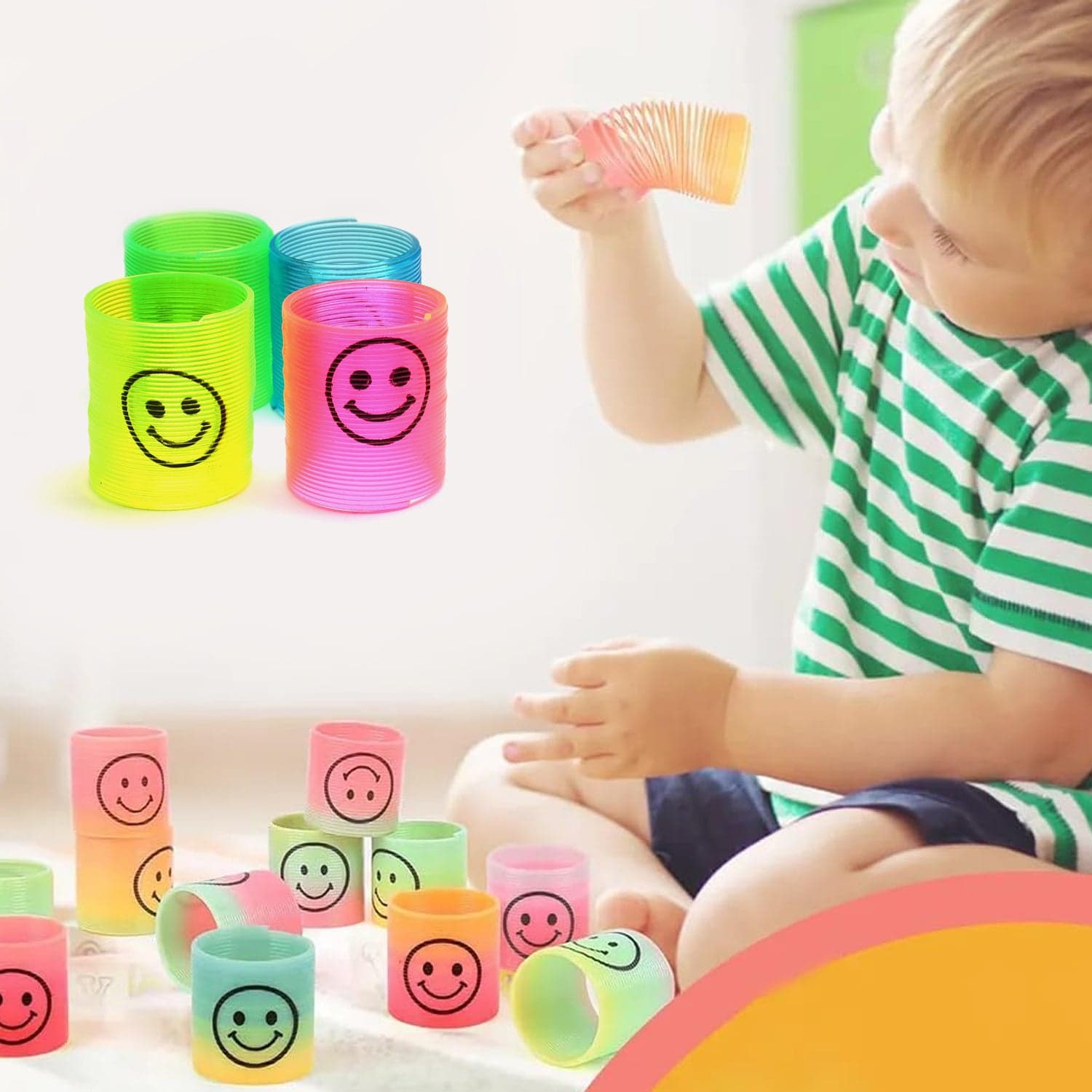Multicolor Magic Smiley Spring, Spring Toys, Slinky, Slinky Spring Toy, Toy For Kids For Birthdays, Compact And Portable Easy To Carry (12 Pcs Set) thumbnail 4