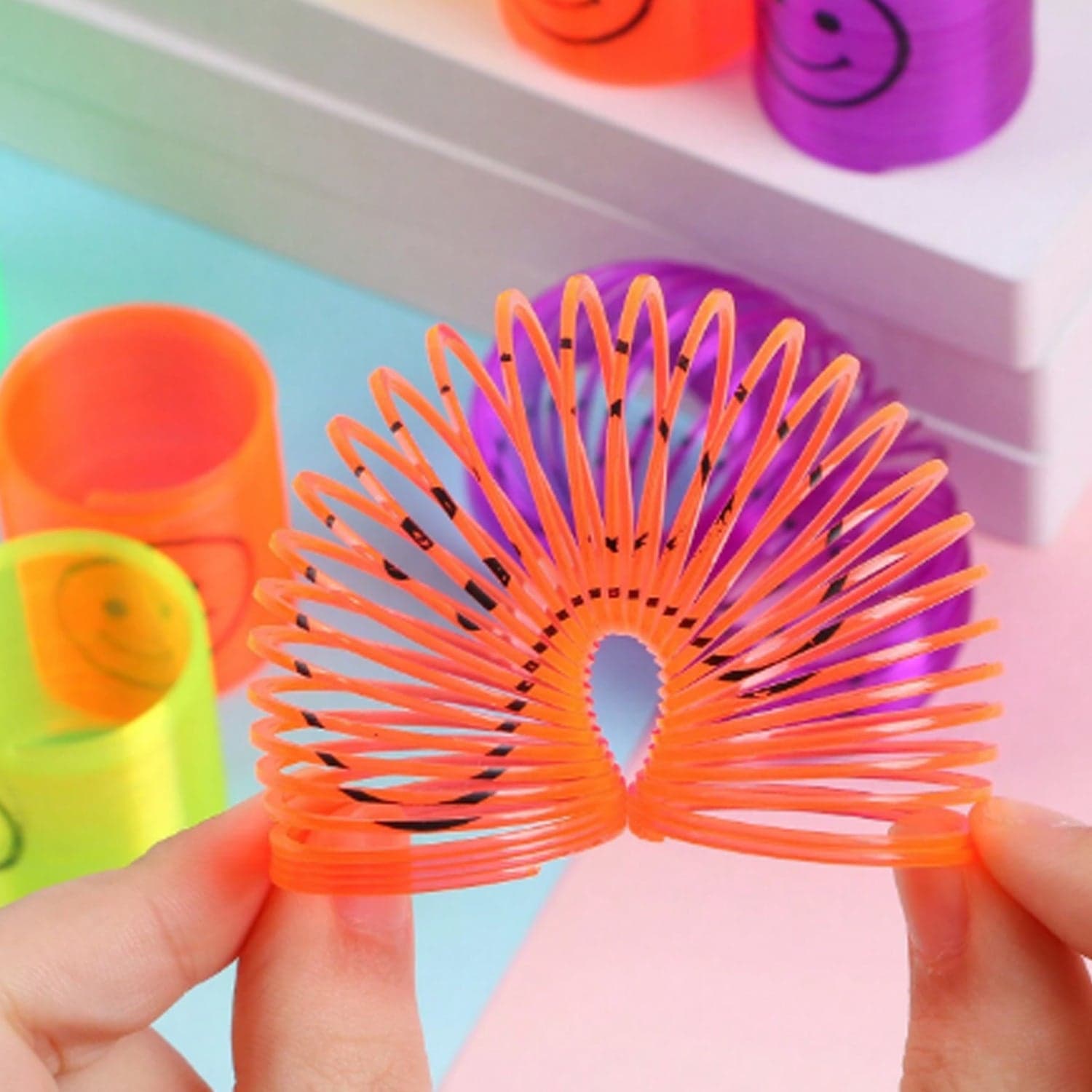 Multicolor Magic Smiley Spring, Spring Toys, Slinky, Slinky Spring Toy, Toy For Kids For Birthdays, Compact And Portable Easy To Carry (12 Pcs Set) thumbnail 7