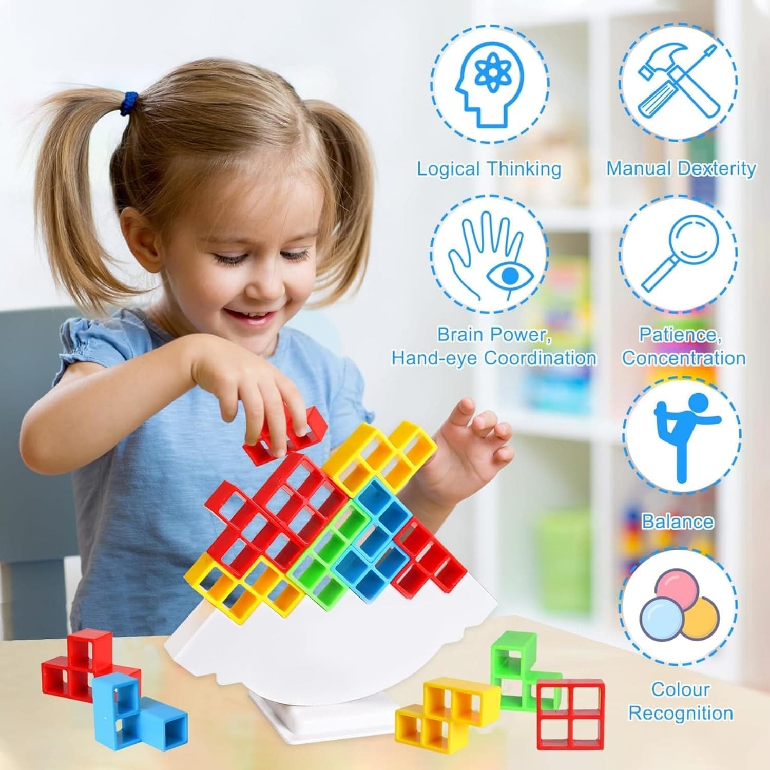 3D Tower Game Tower Balance Game & Tower Stacking Game Age 3+ Years (16 Pcs Set) thumbnail 6