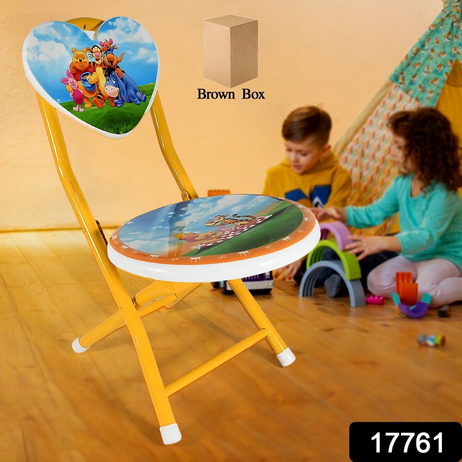 Heart Shape Kids Chair Cartoon Printed Foldable Kids / Children Folding Chair For Playrooms thumbnail 2