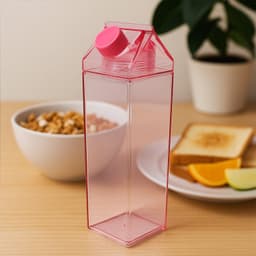 Plastic Milk Carton Colorful Clear Water Bottle, 17 Oz Portable Milk Box Leakproof Square Juice Bottle For Outdoor Sports Travel Camping
